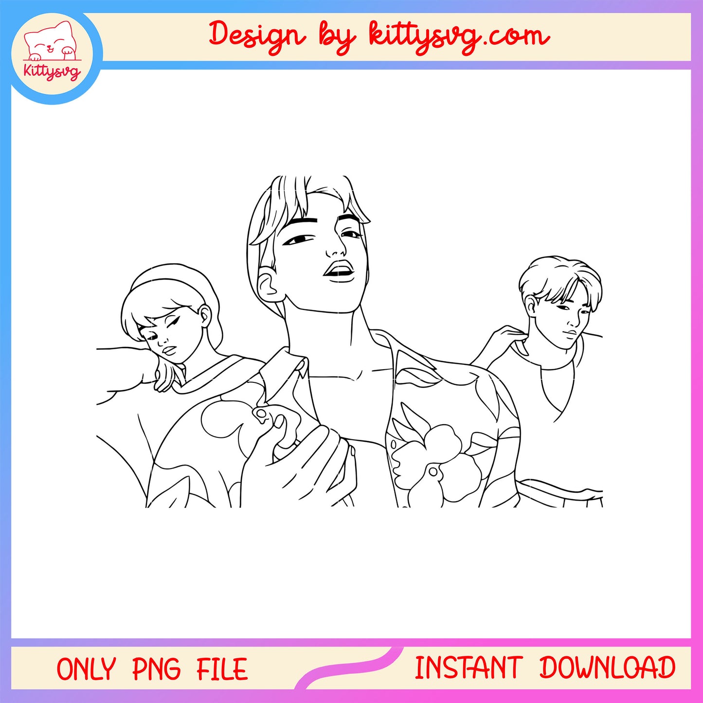 Abby baby and jinu members outline png, saja boys kpop demom png