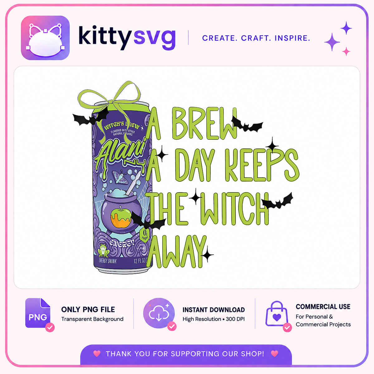 Alani Nu Witch Brew Halloween PNG, Funny Halloween PNG, Halloween PNG