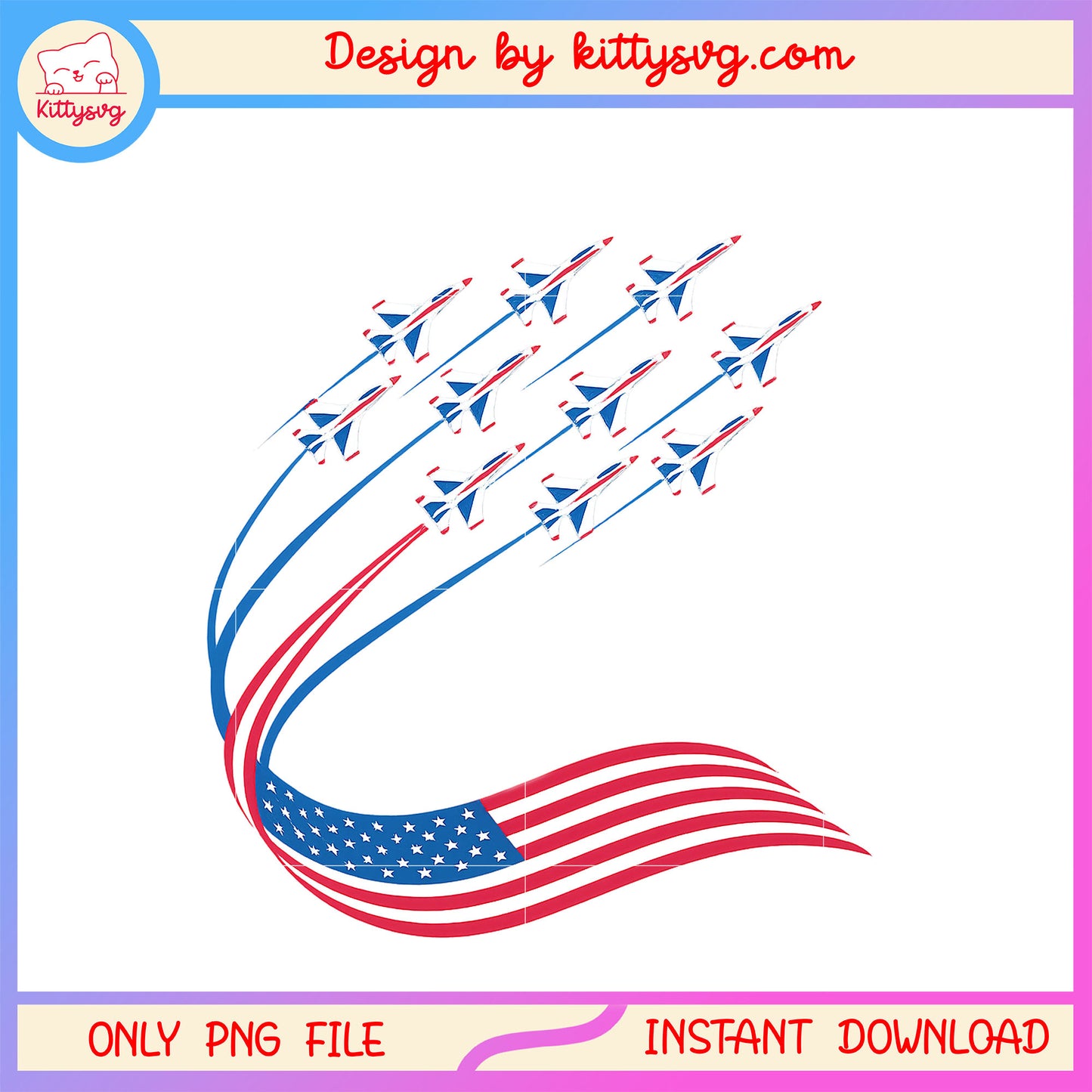 America flag with plane design png, america flag png, trending png