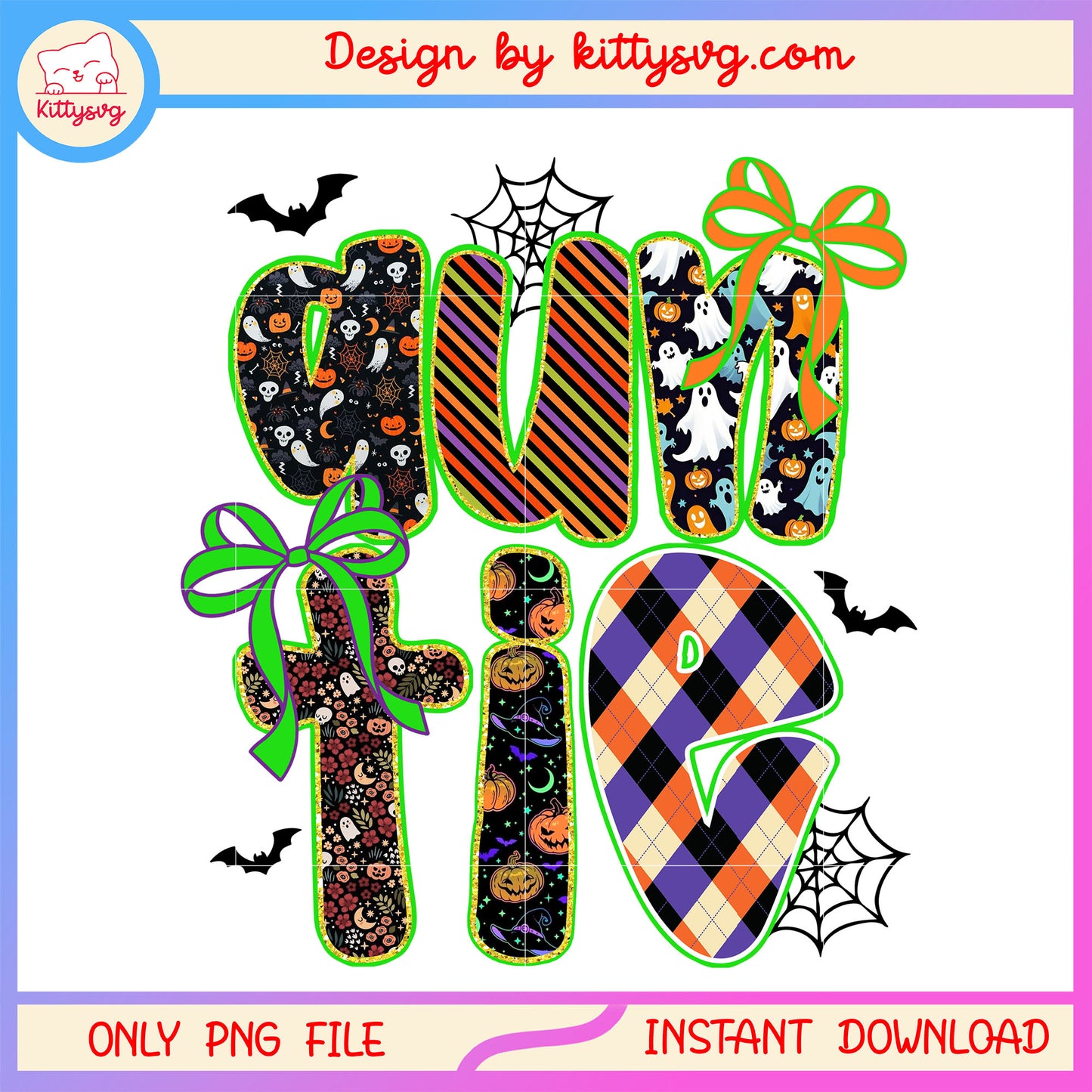 Auntie halloween font design png, halloween decor png, font design png
