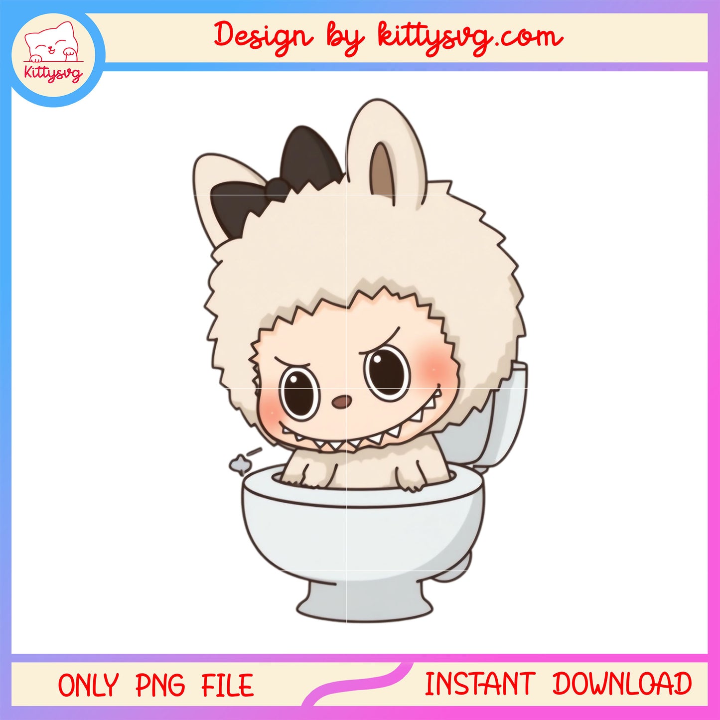 Baby cute labubu and toilet design png, labubu art png