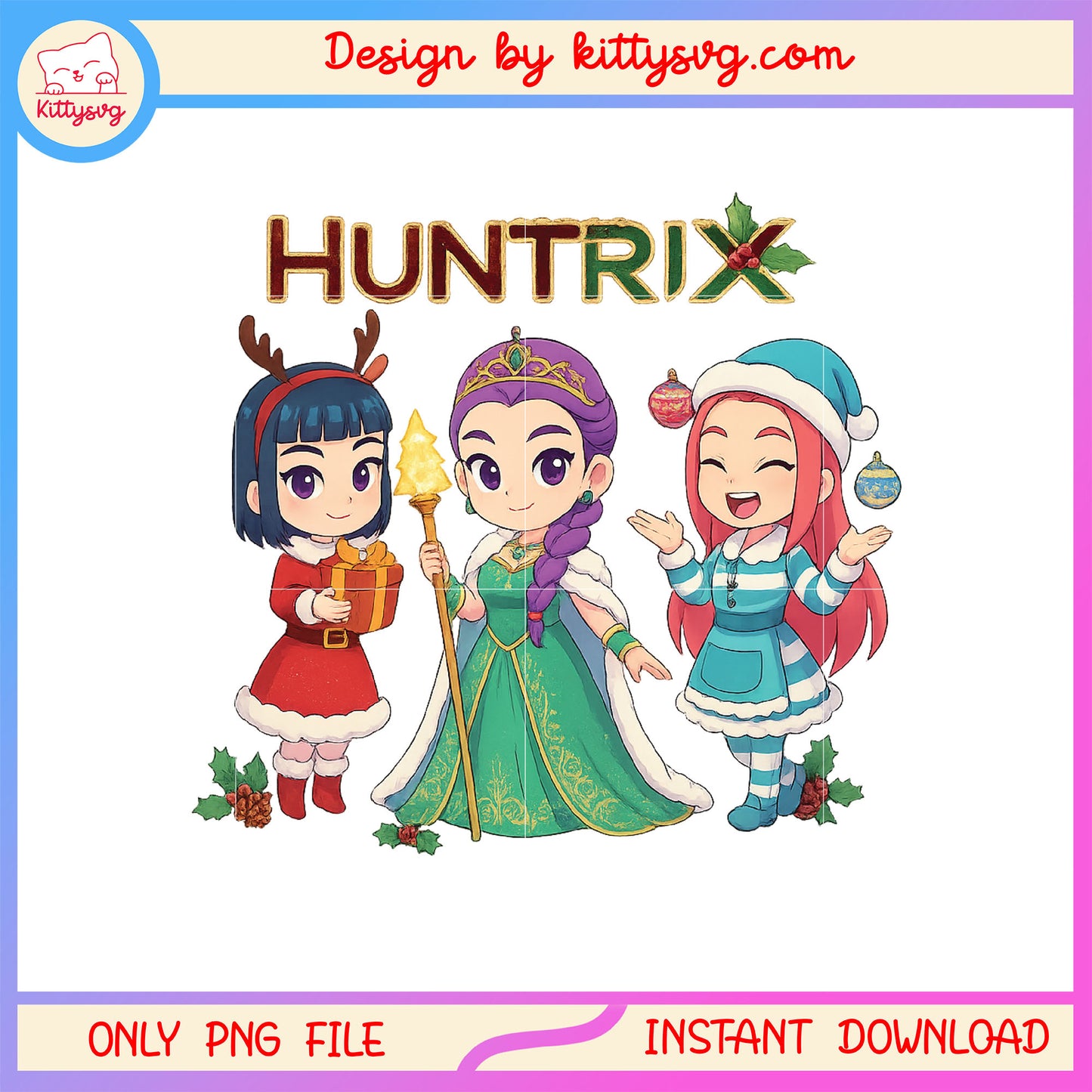 Baby huntrix kpop happy christmas design png, the huntrix png
