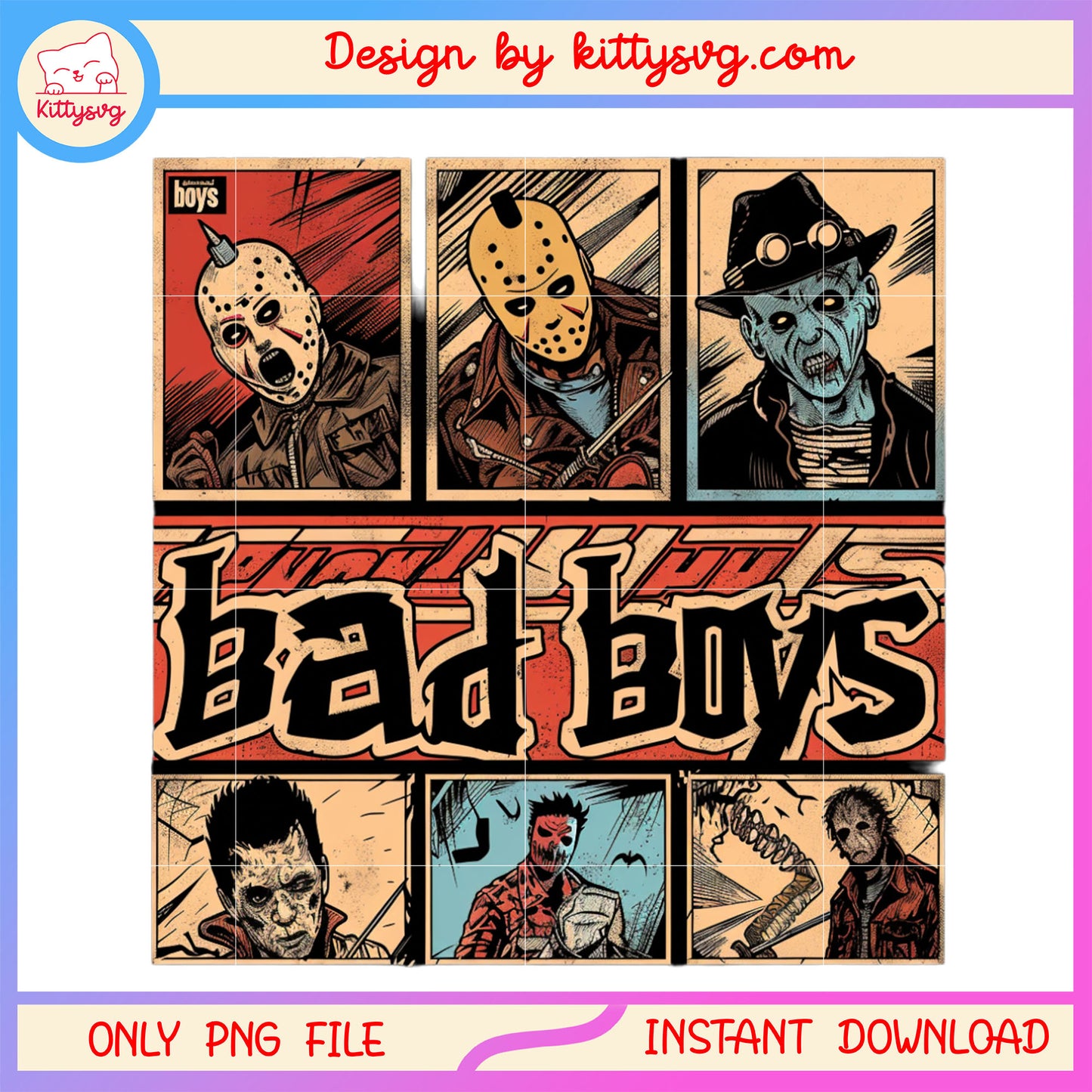 Bad boy collage characters killer design png, bad boys png, horror characters png