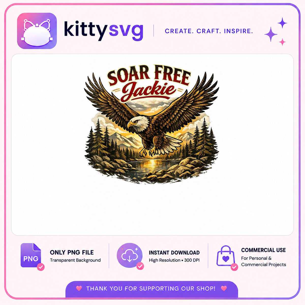 Bald Eagle Soar Free PNG, Eagle Mountain Nature PNG, Sublimation Design PNG