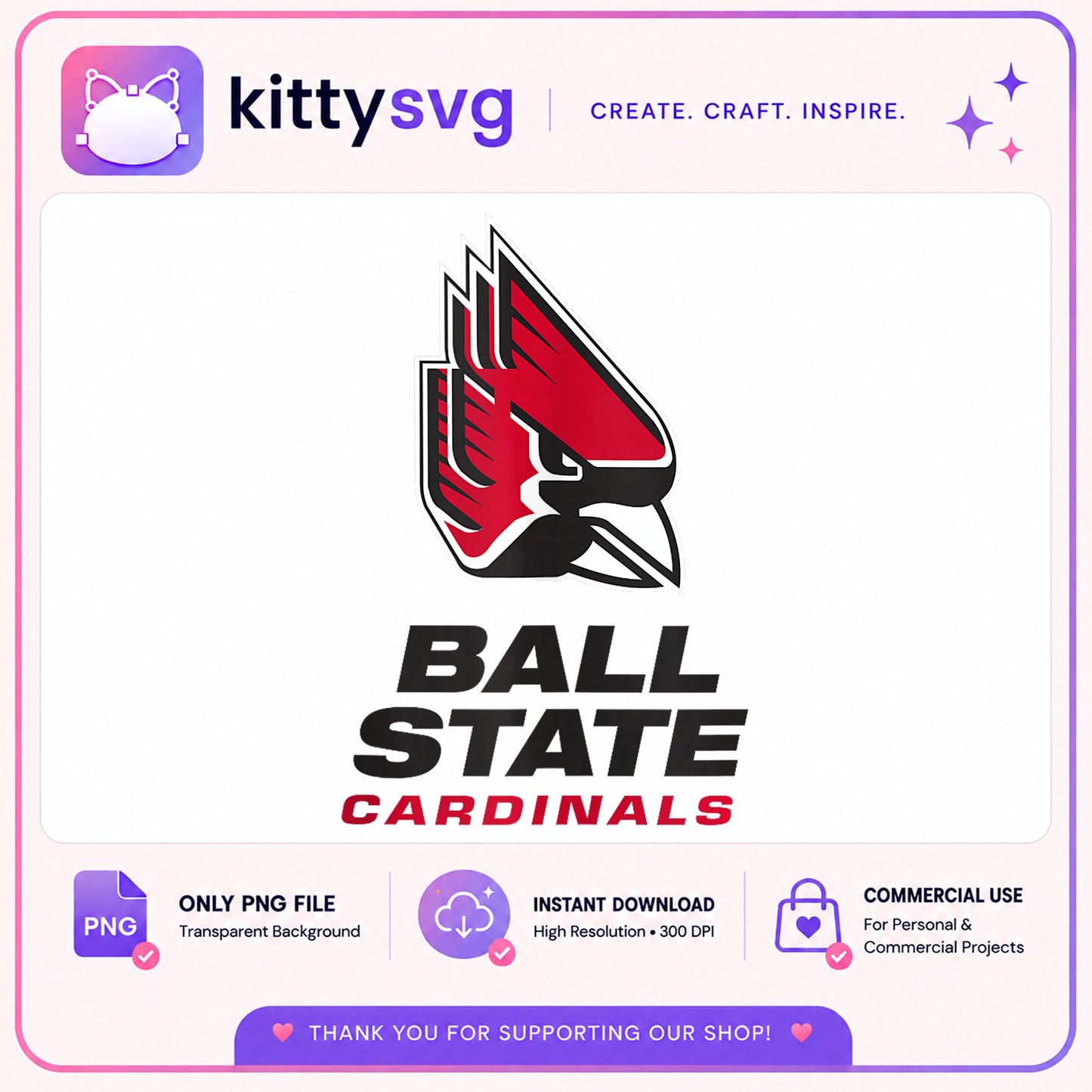 Ball State Cardinals PNG, College Football Team PNG, Cardinals Bird PNG