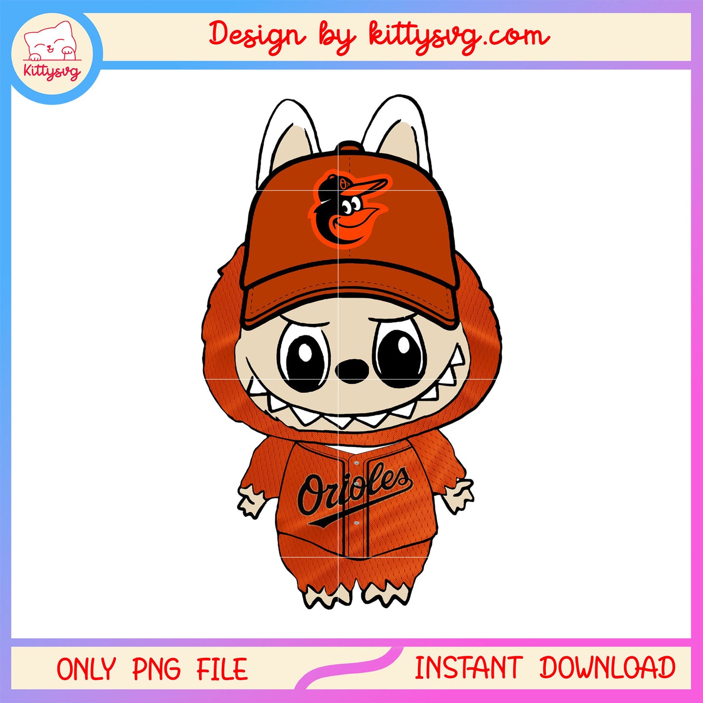 Baltimore orioles doll clothes labubu design png, baltimore orioles png