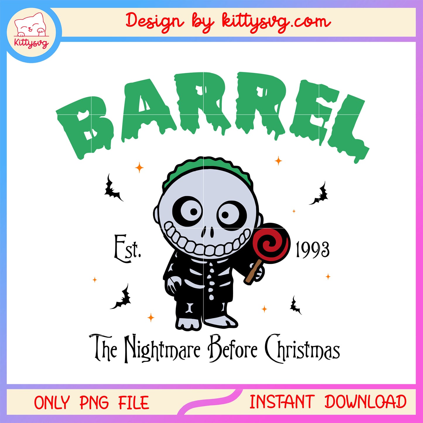 Barrel est 1993 the halloween design png, the nightmare before christmast png