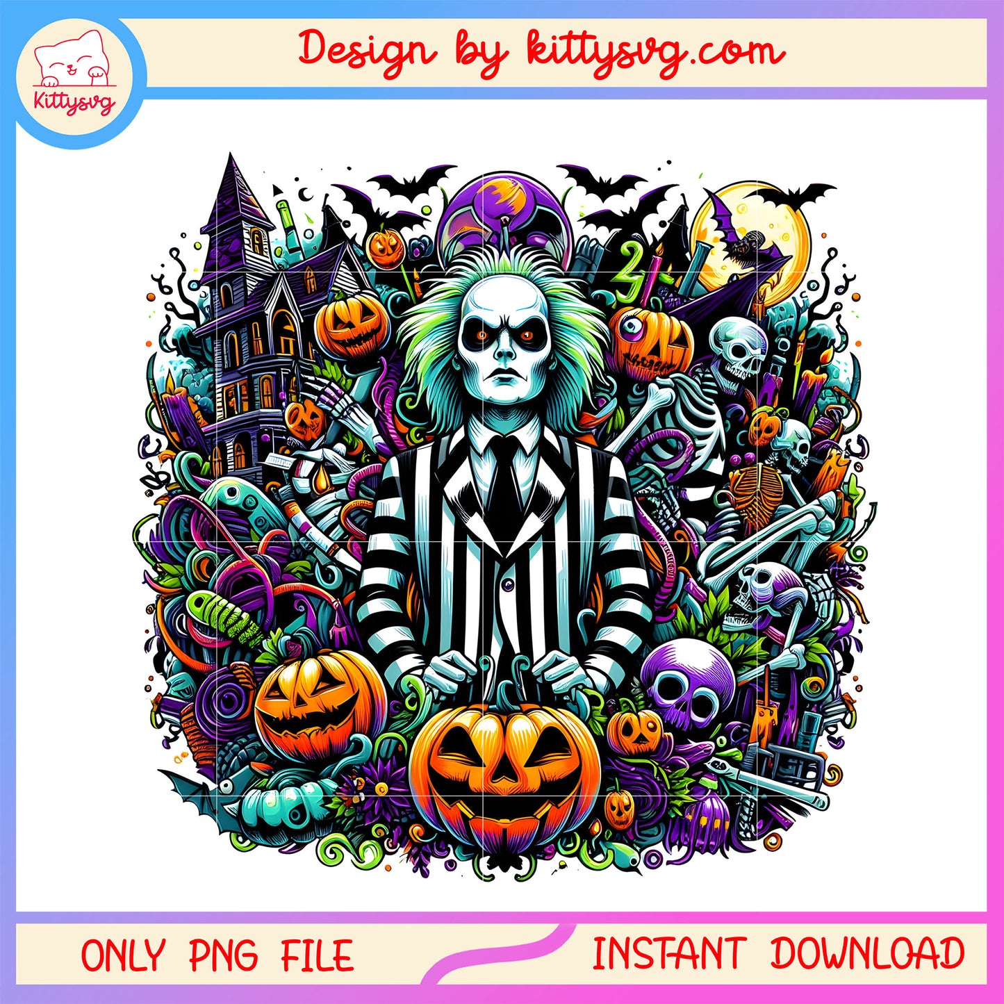 Beetlejuice halloween pumpkin png, halloween pumpkin design png