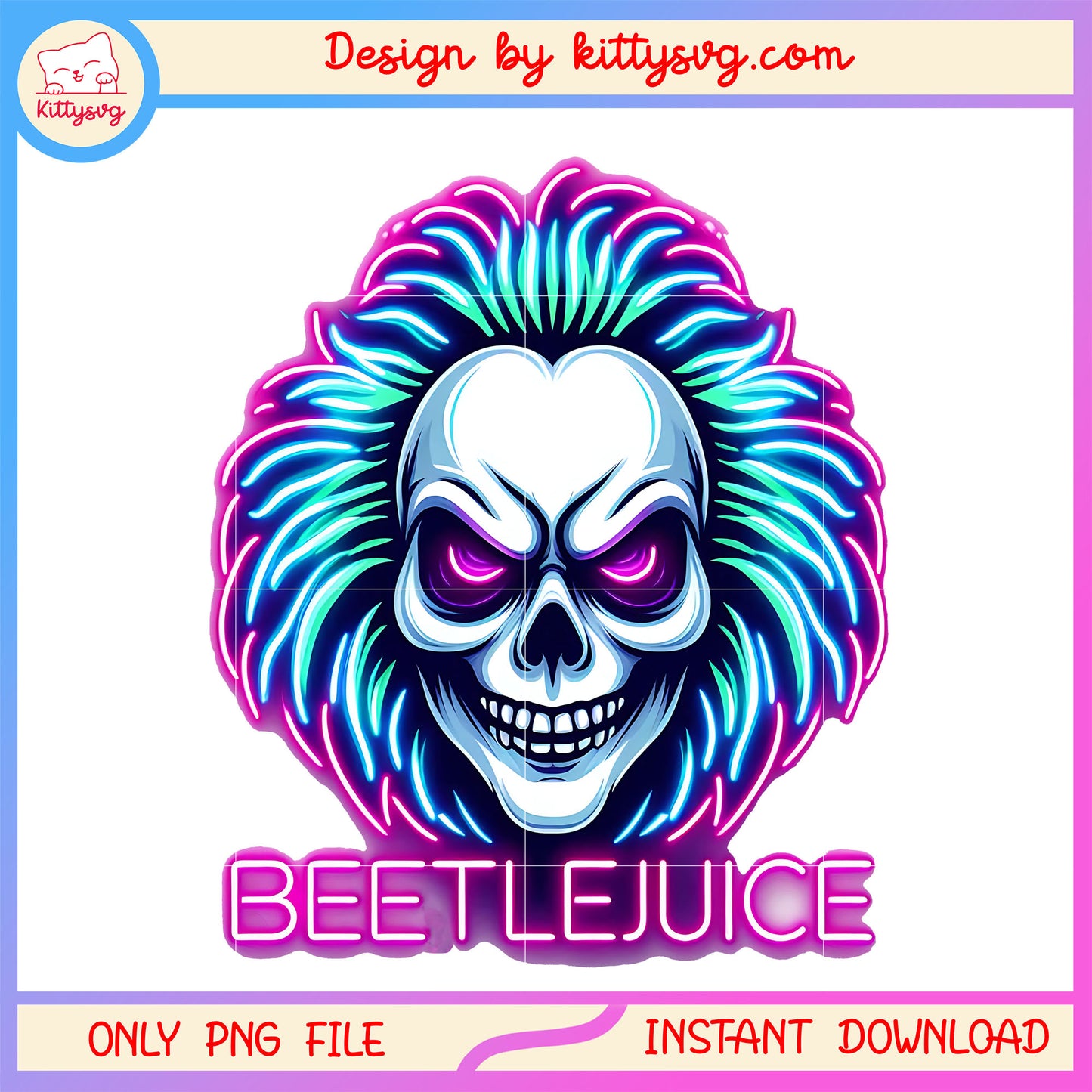 Beetlejuice head neon design png, Beetlejuice face png, halloween png