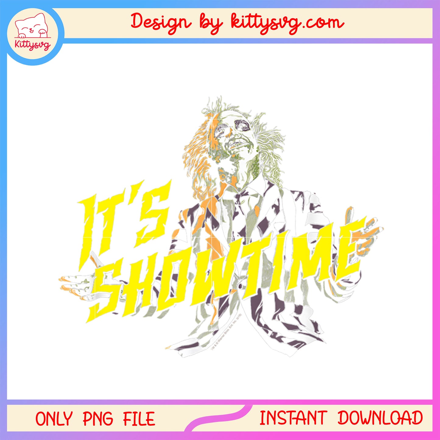 Beetlejuice it's showtime yellow text png, Beetlejuice showtime png