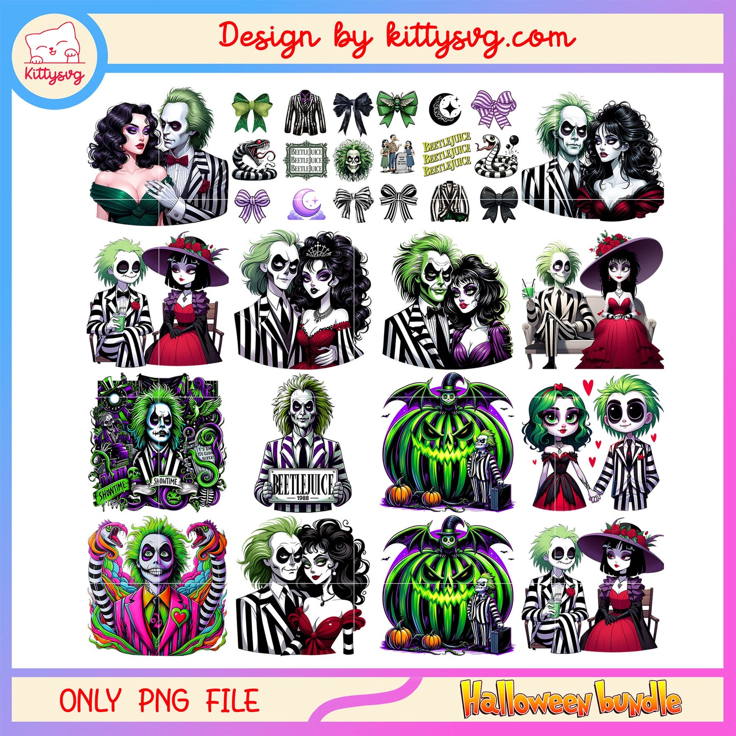 Beetlejuice lydia couple design bundle png, beetlejuice movie png