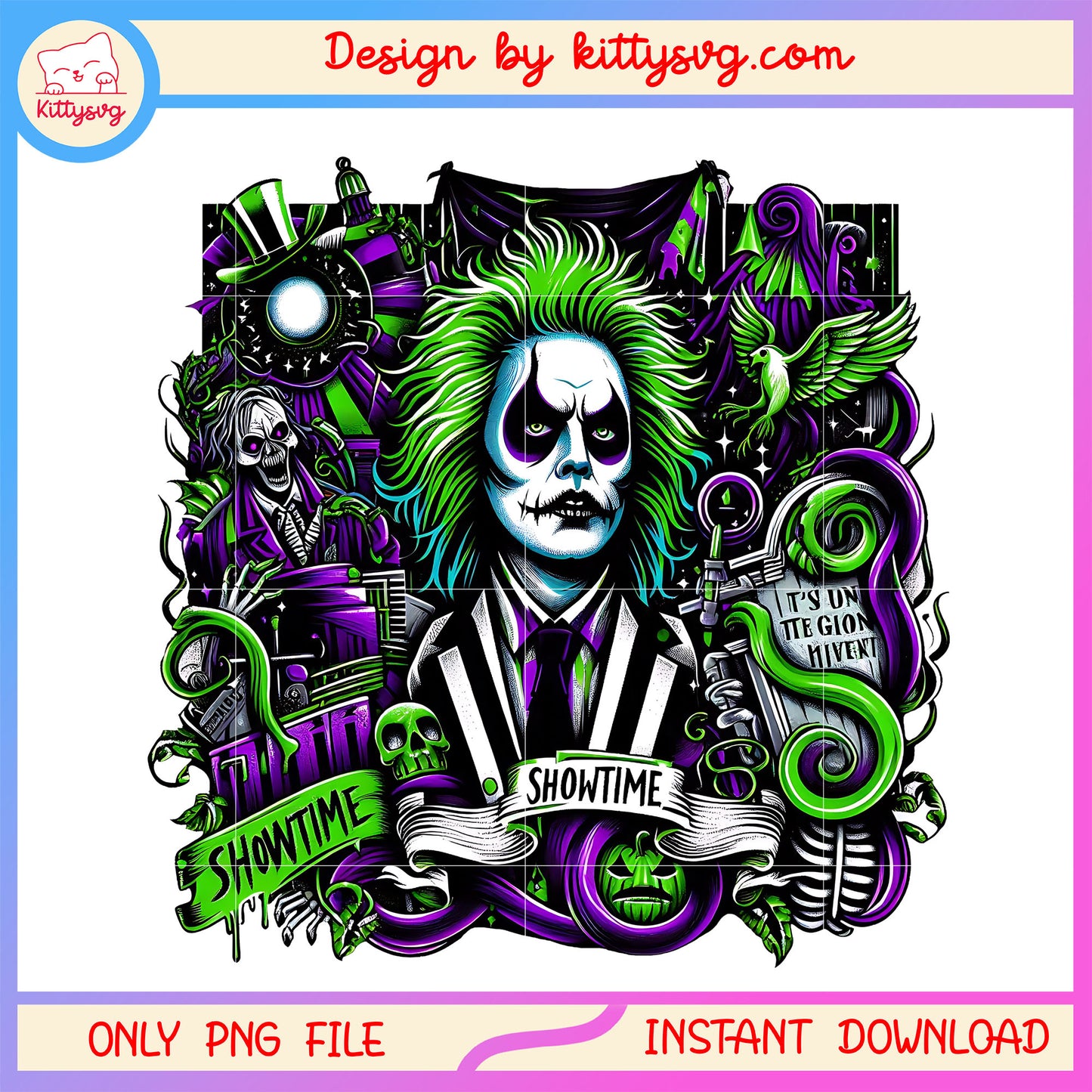 Beetlejuice spooky showtime png, horror halloween png, Beetlejuice showtime png