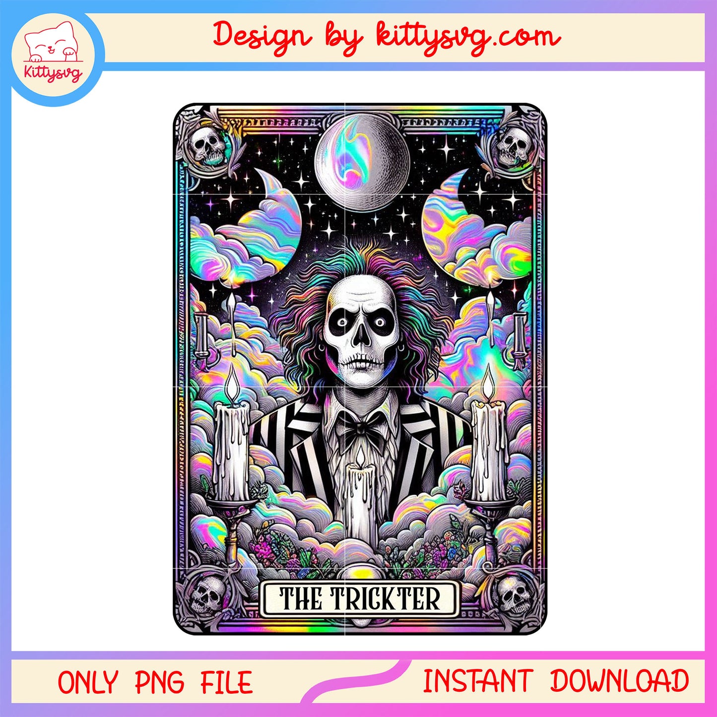 Beetlejuice the trickter Tarot card design png, tarot card png, horror characters png