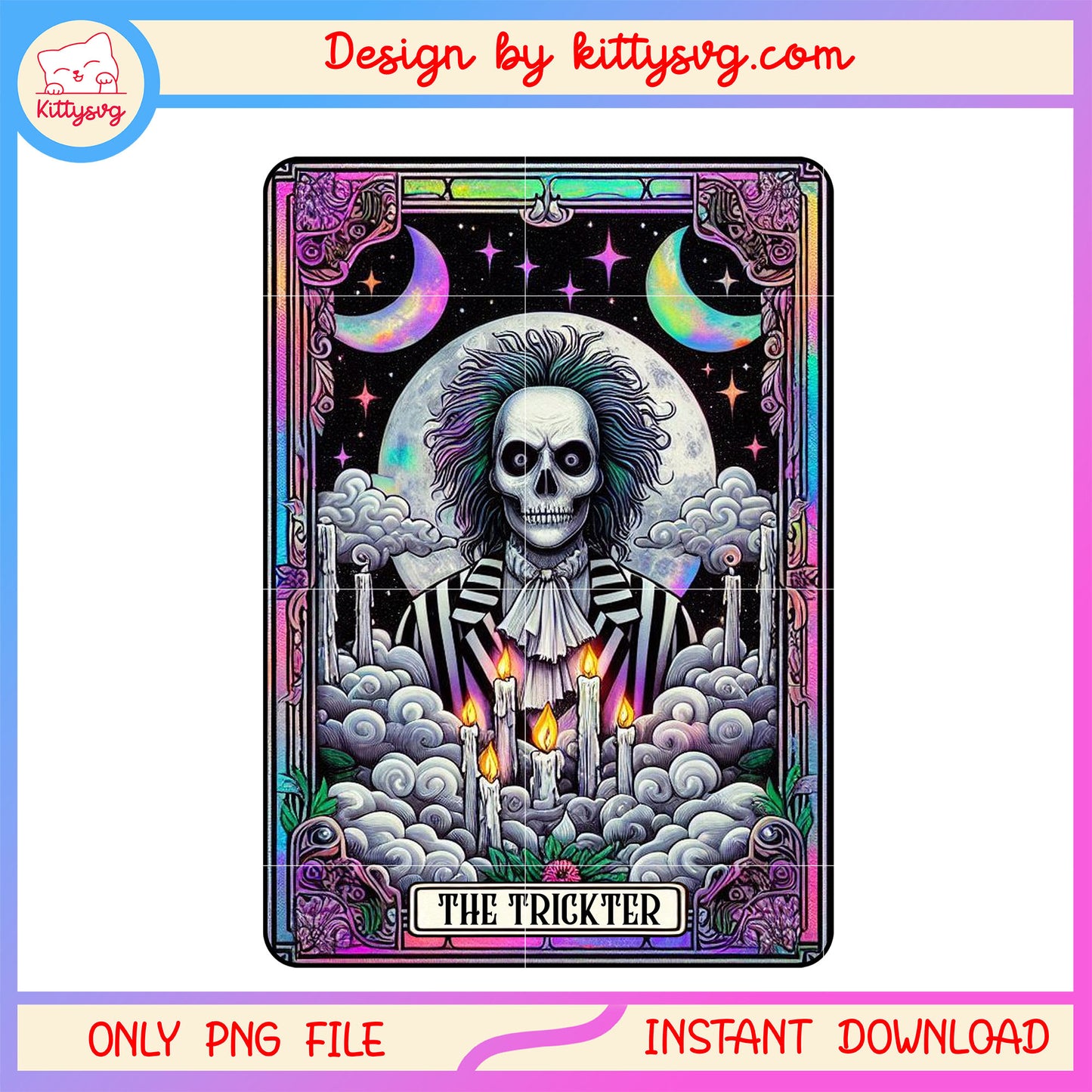 Beetlejuice the trickter cancel tarot card png, beetlejuice card design png