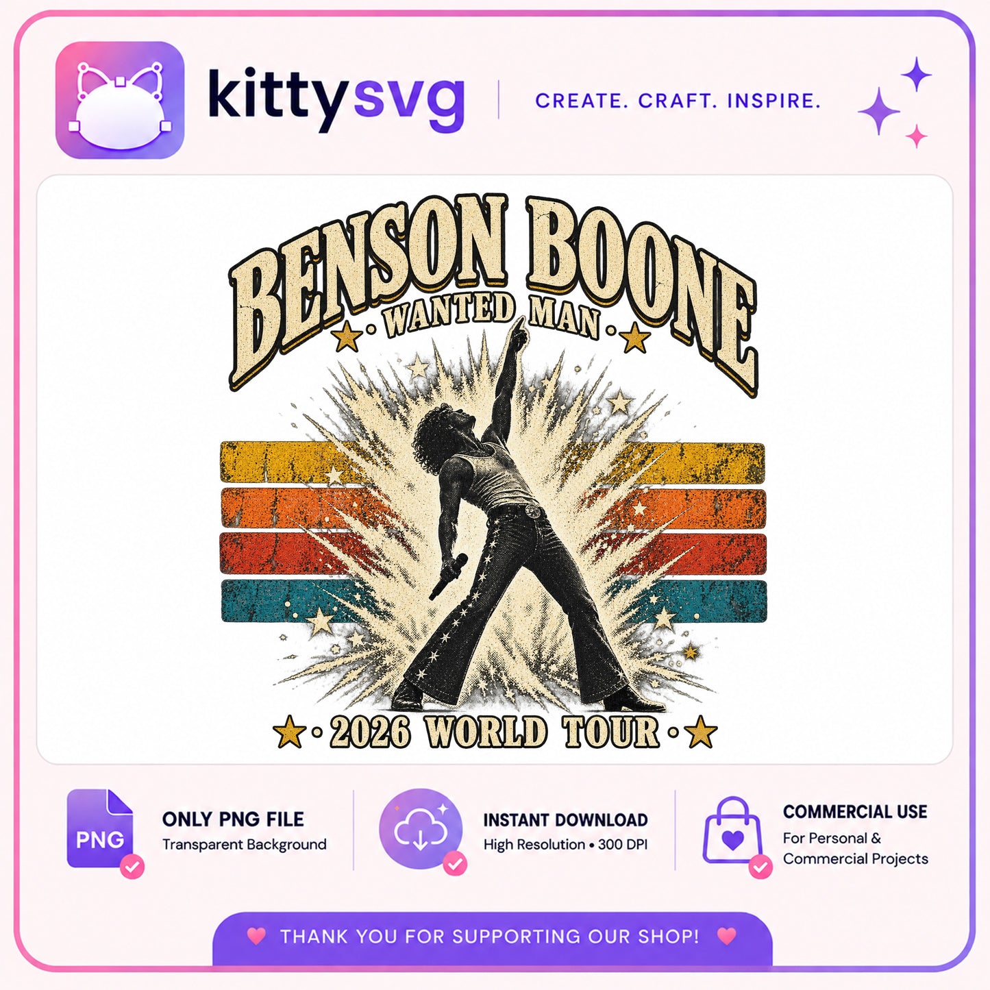 Benson Boone Wanted Man PNG, 2026 World Tour PNG, Concert PNG