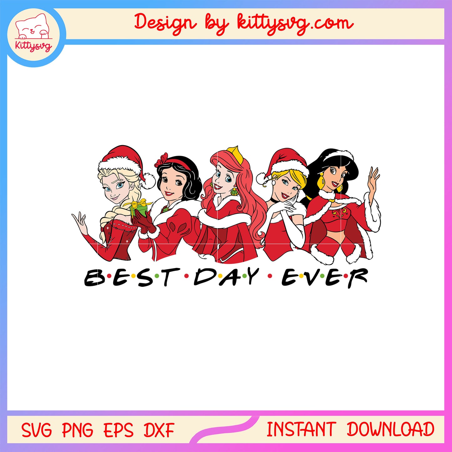 Best day ever princess disney red christmas svg, disney princess svg