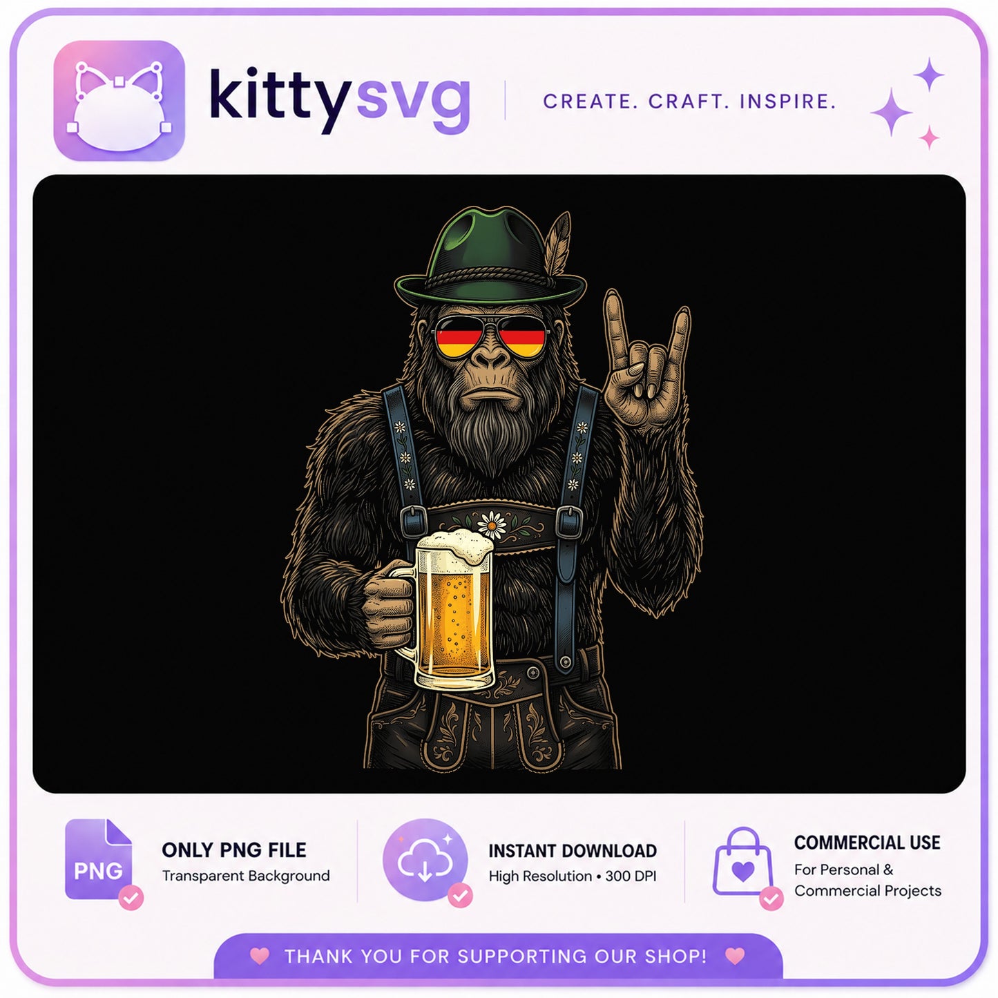 Bigfoot Oktoberfest Beer PNG, Sasquatch German Festival, Funny PNG