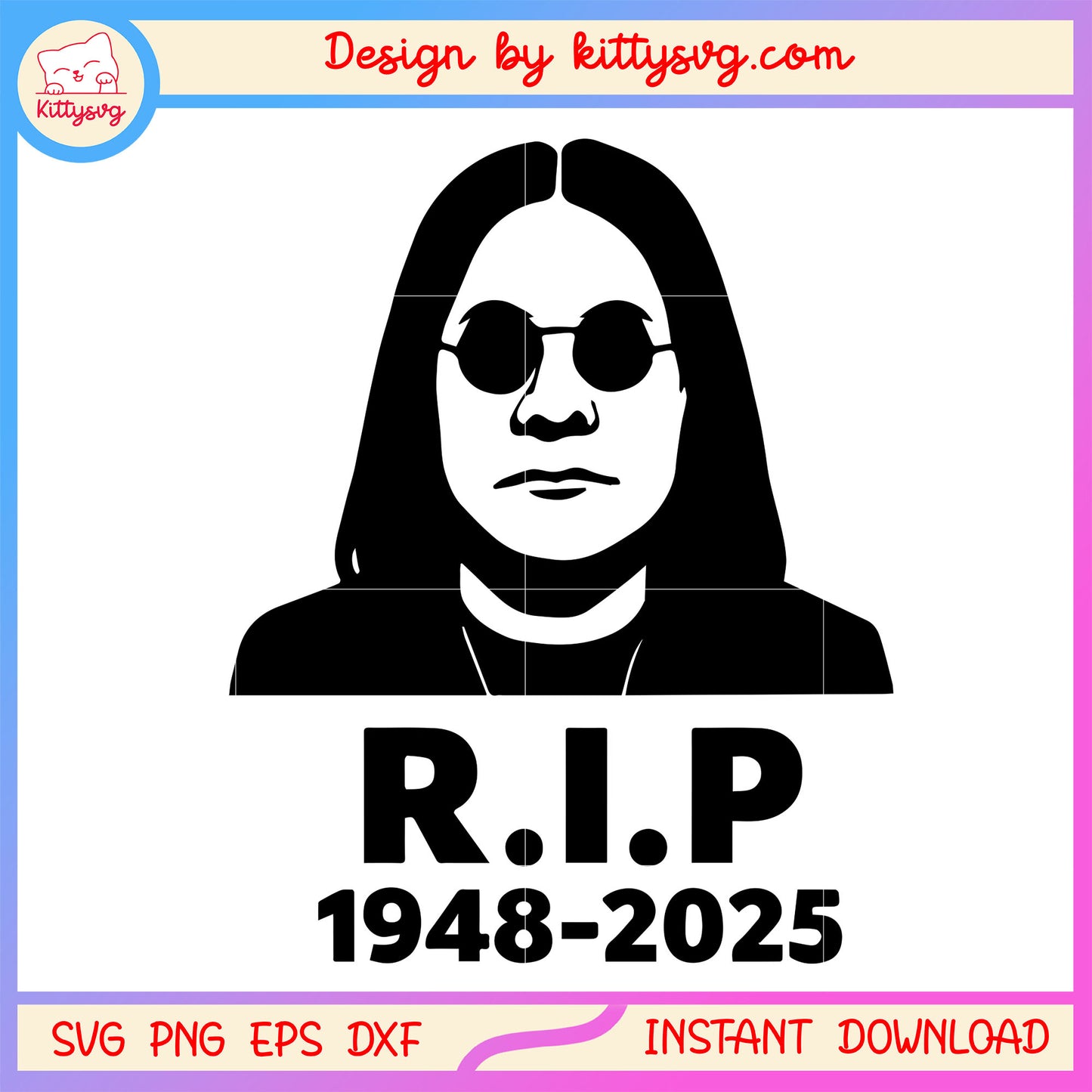 Black and white ozzy osbourne rip svg, rip ozzy osbourne svg