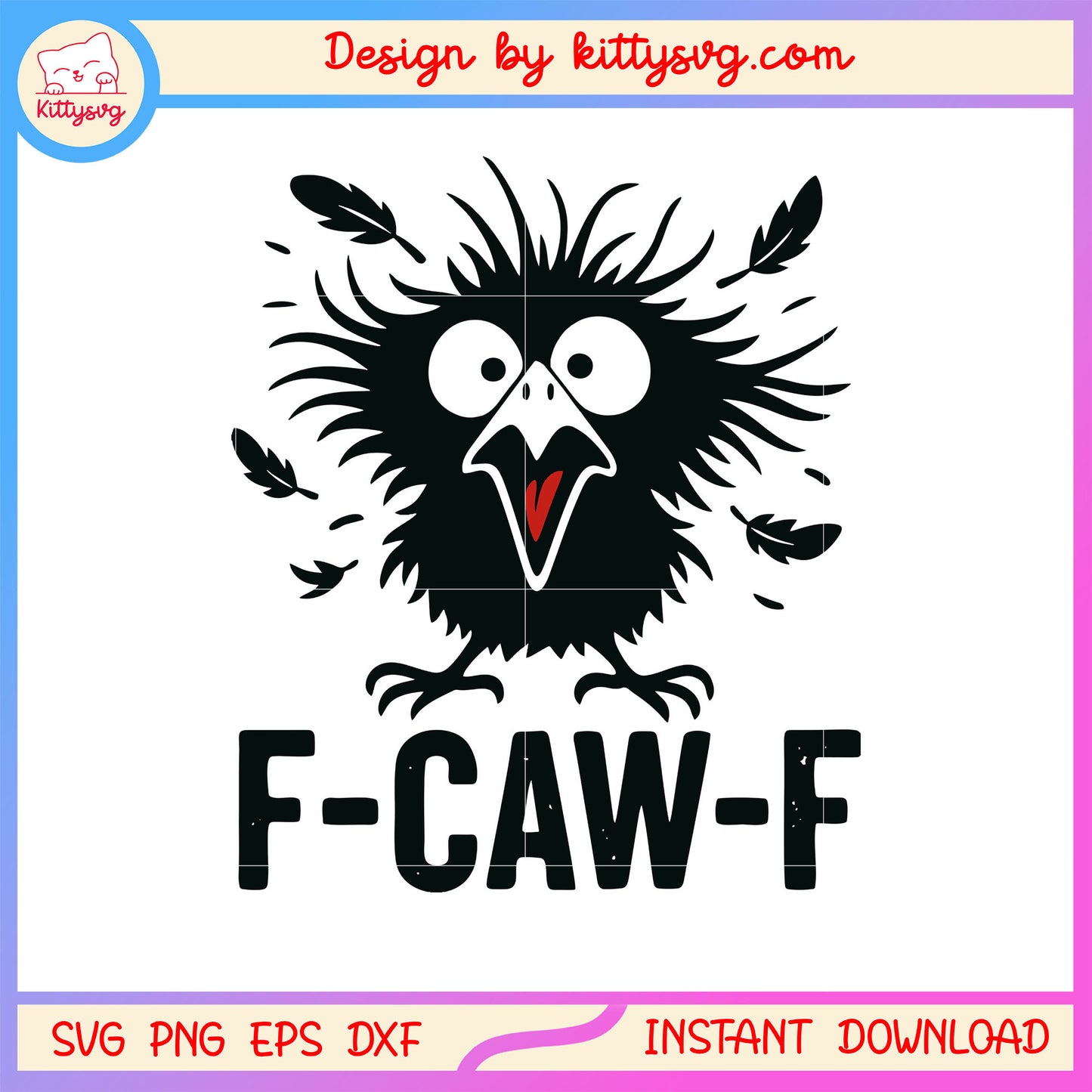 Black crow f-caw-f sound design svg, angry crow svg