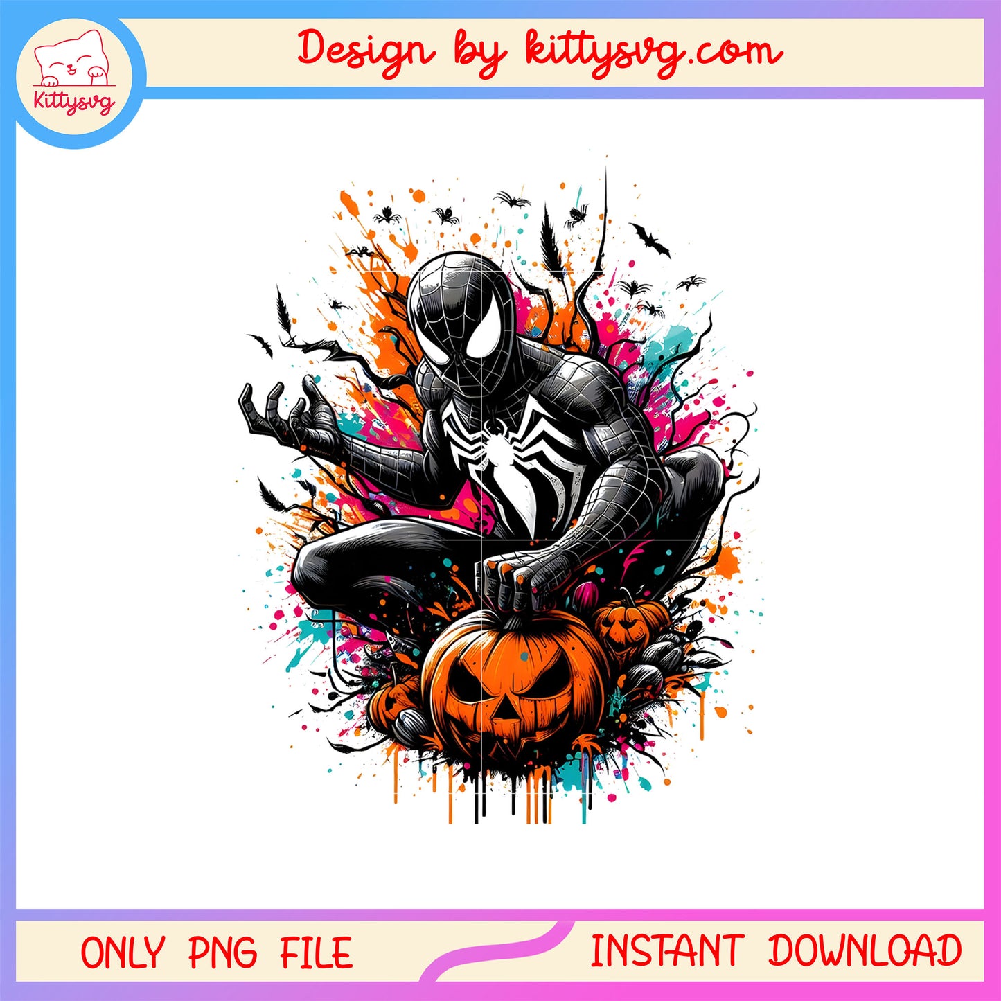 Black spiderman and halloween pumpkin png, spiderman film png