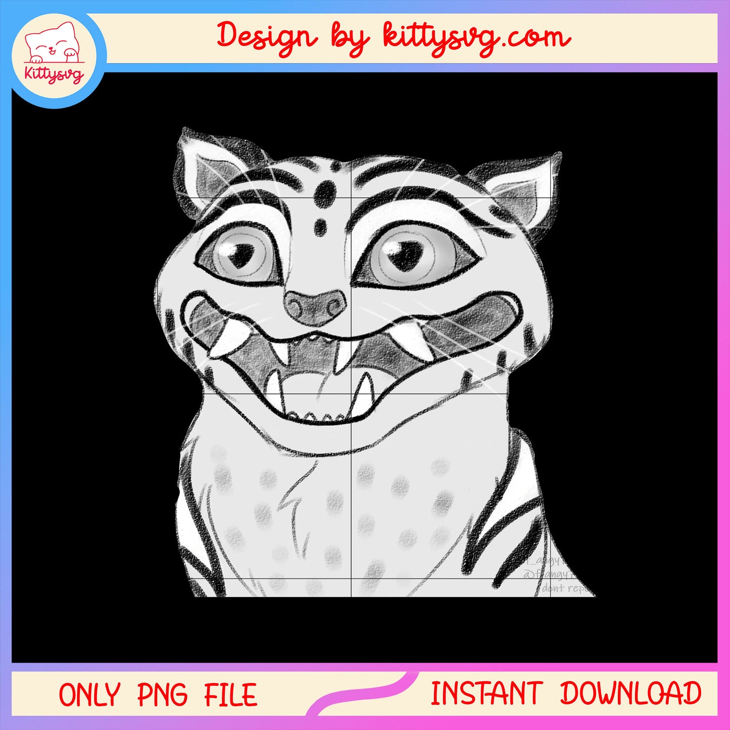 Black white demon derpy manga design png, demon tiger png