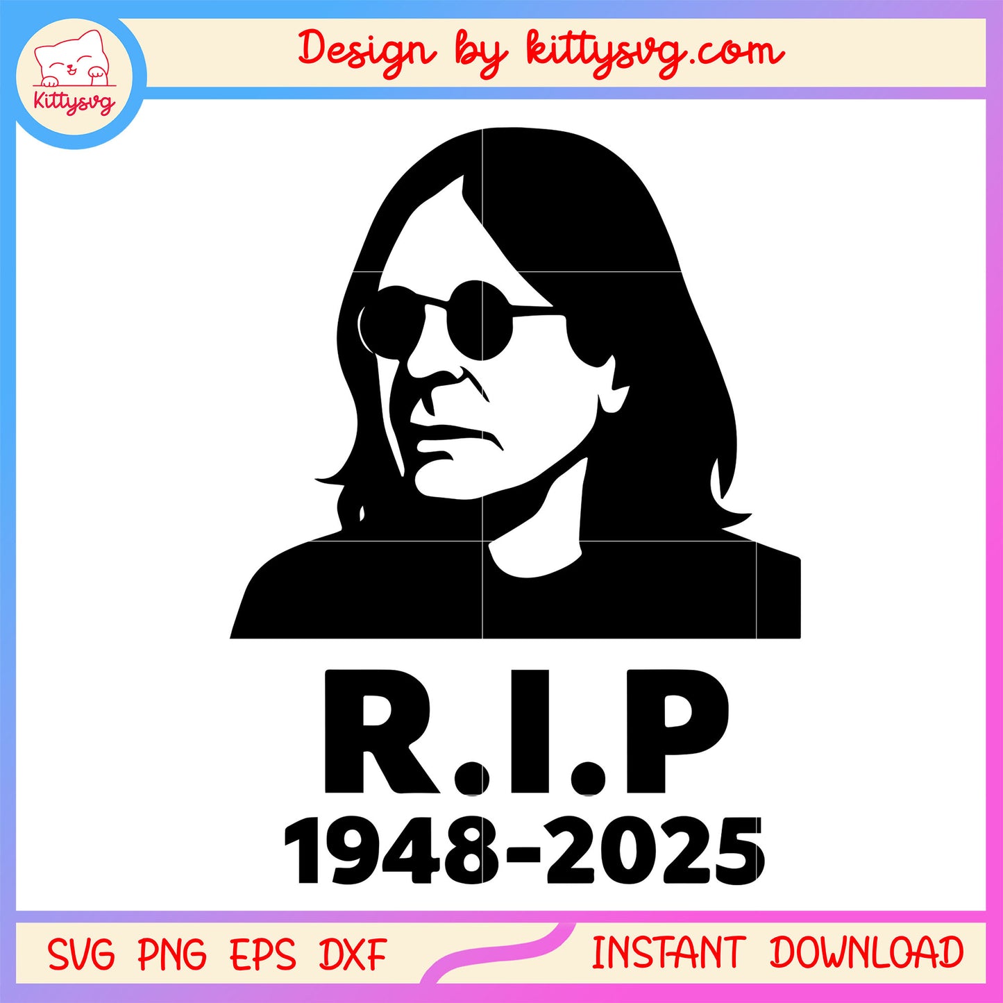 Black white ozzy osbourne rip design svg, vintage ozzy svg