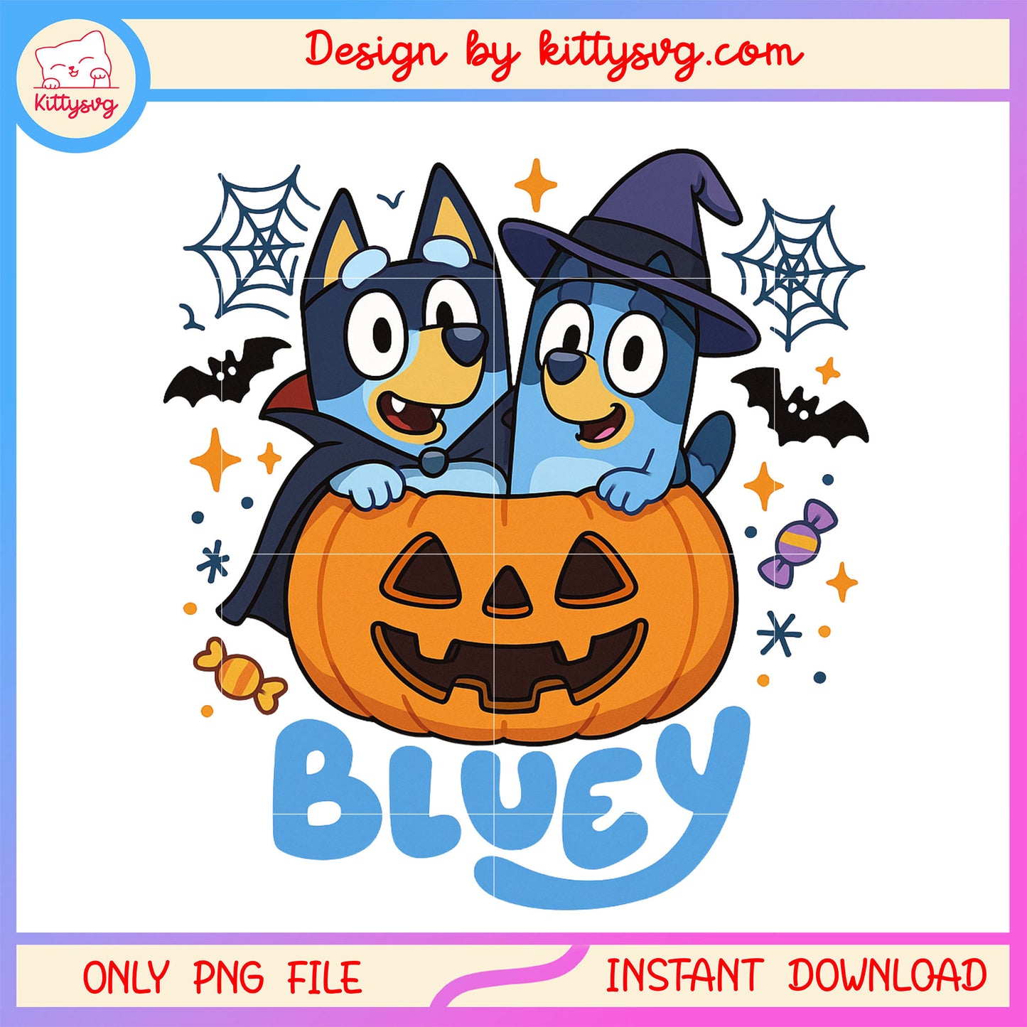 Bluey character and pumpkin png, halloween day png, cartoon png