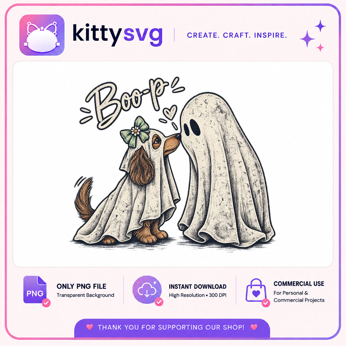 Boo-p Ghost Dog Halloween PNG, Cute Dog Ghost Costume PNG, Halloween PNG