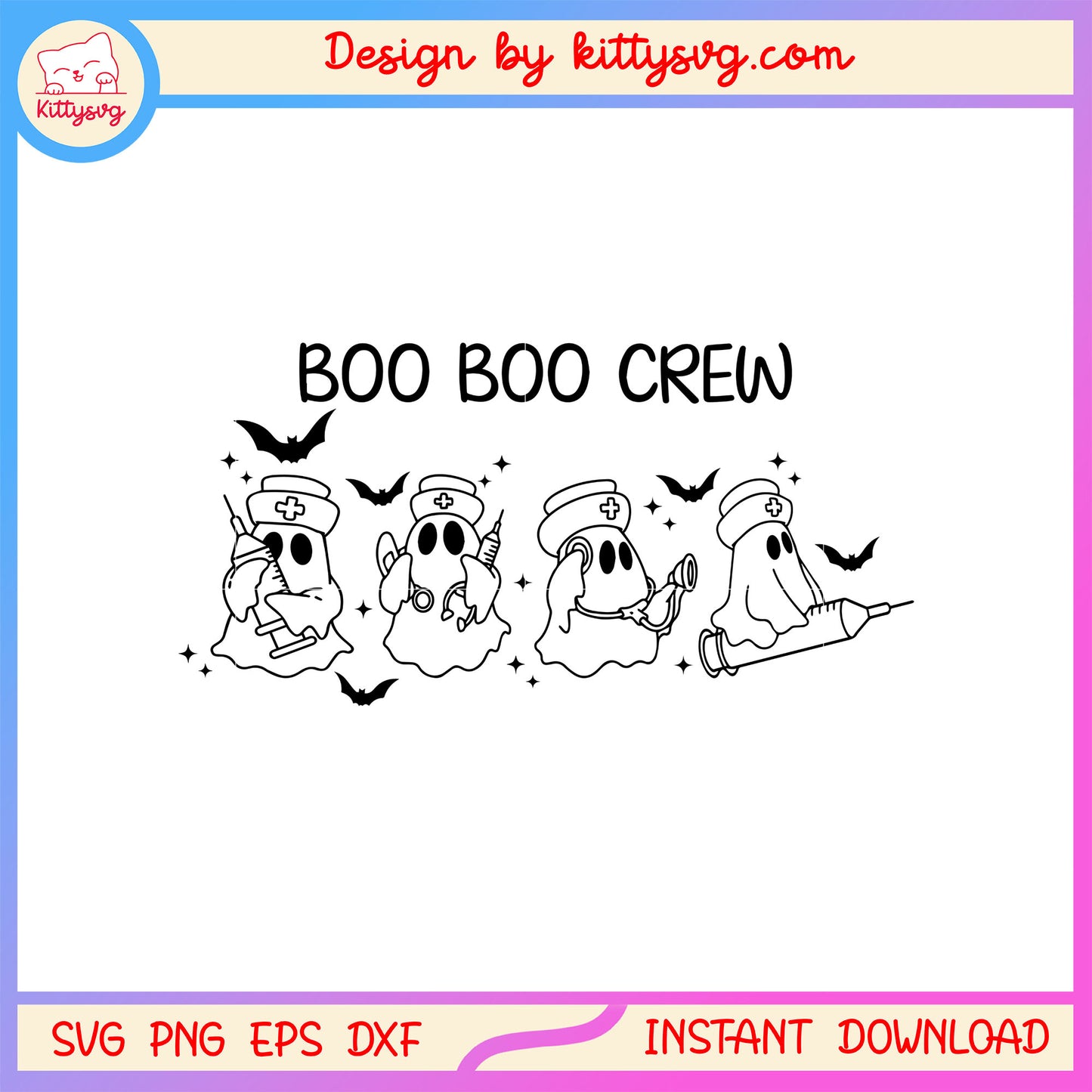 Boo crew nurse sheet ghost svg, halloween sheet ghost svg