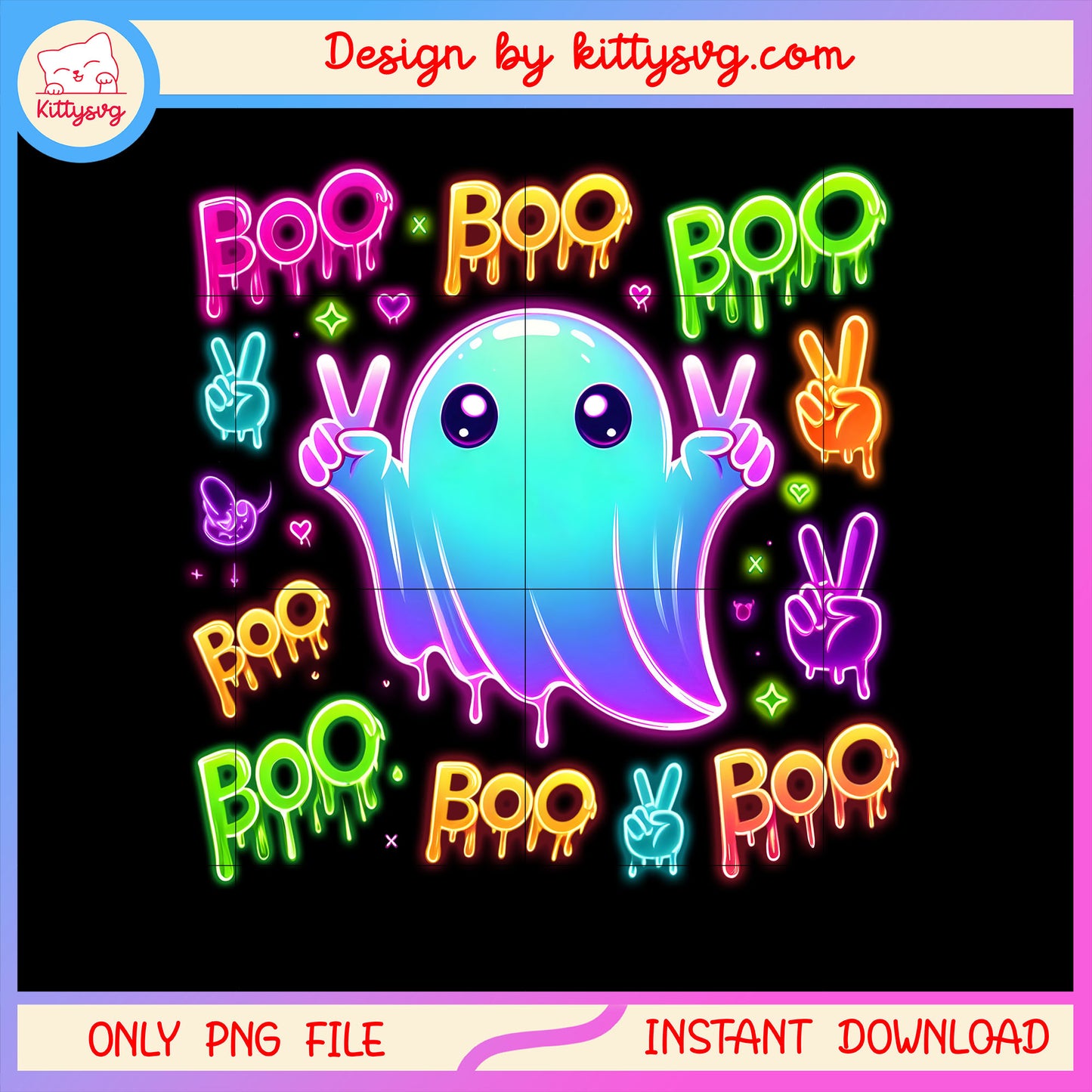 Boo sheet ghost neon haloween png, cute halloween ghosts png