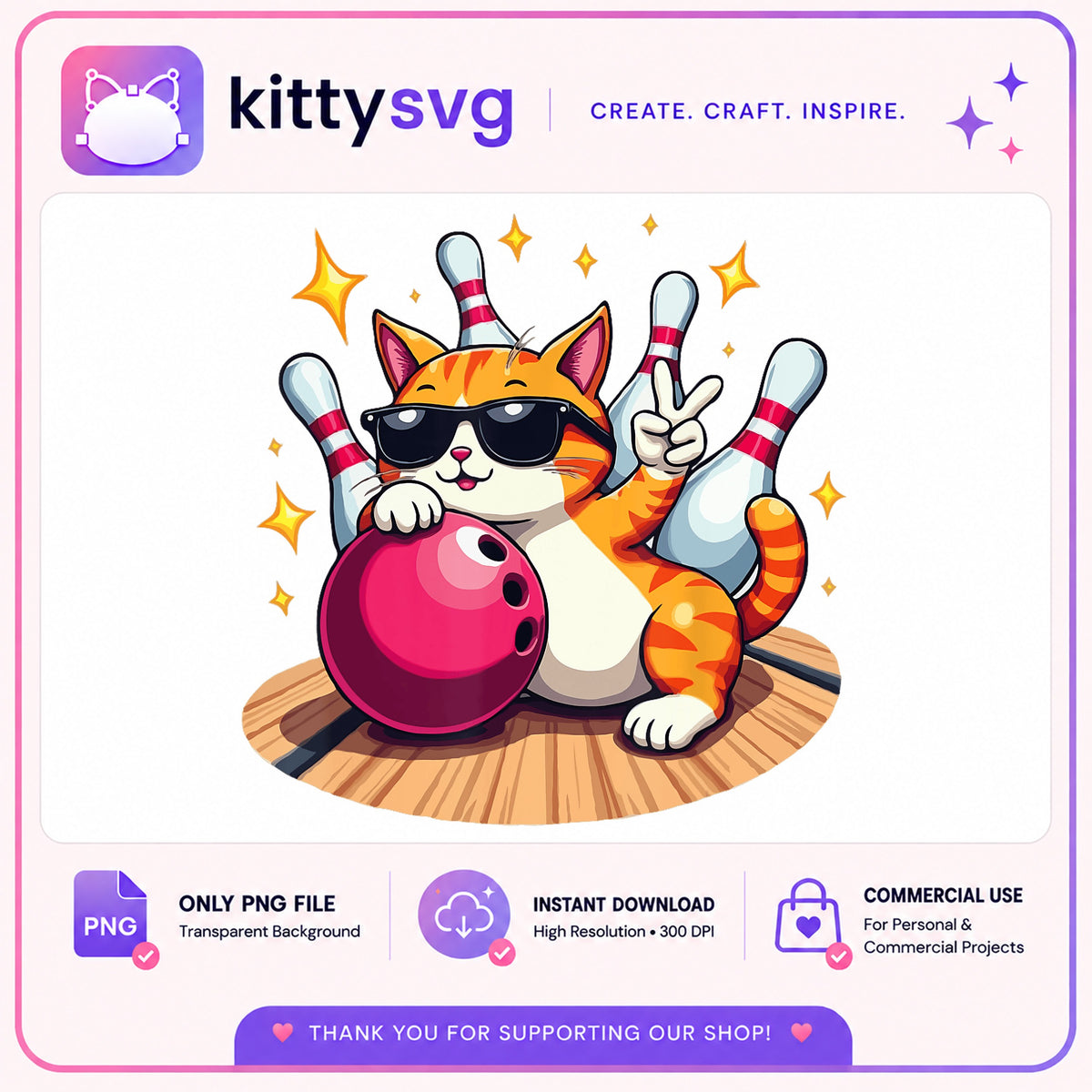Bowling Cat PNG, Funny Cat Bowling Clipart, Cool Cat PNG