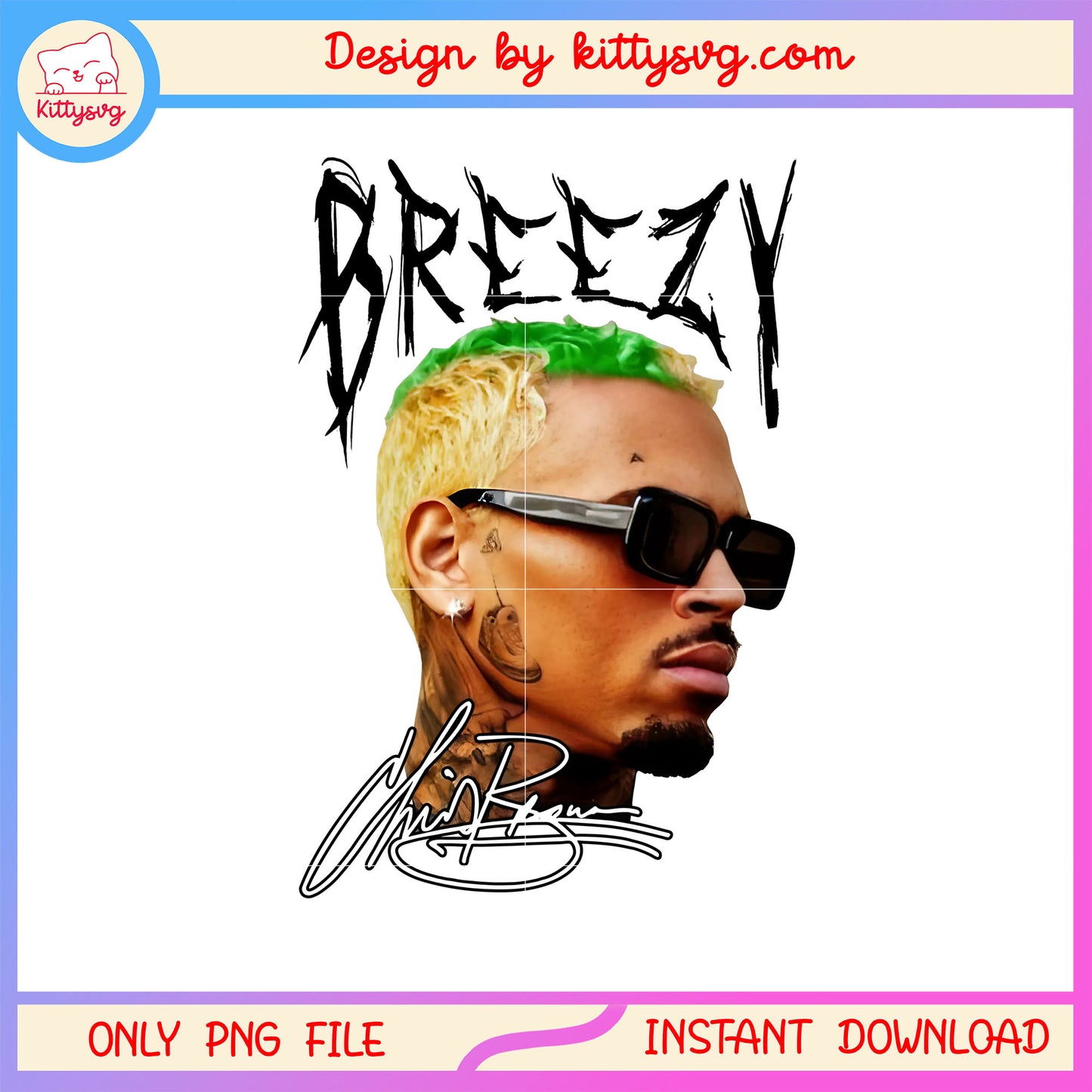 Breezy chris brown face design png, chris brown merch png