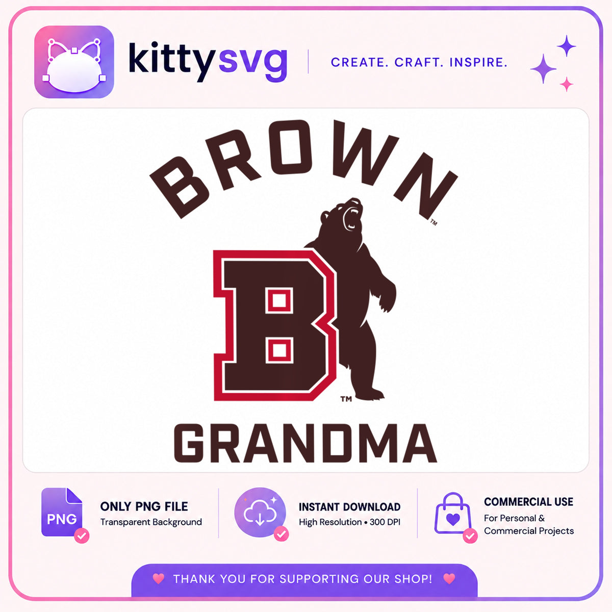 Brown University Grandma PNG, Brown Bears PNG, College PNG