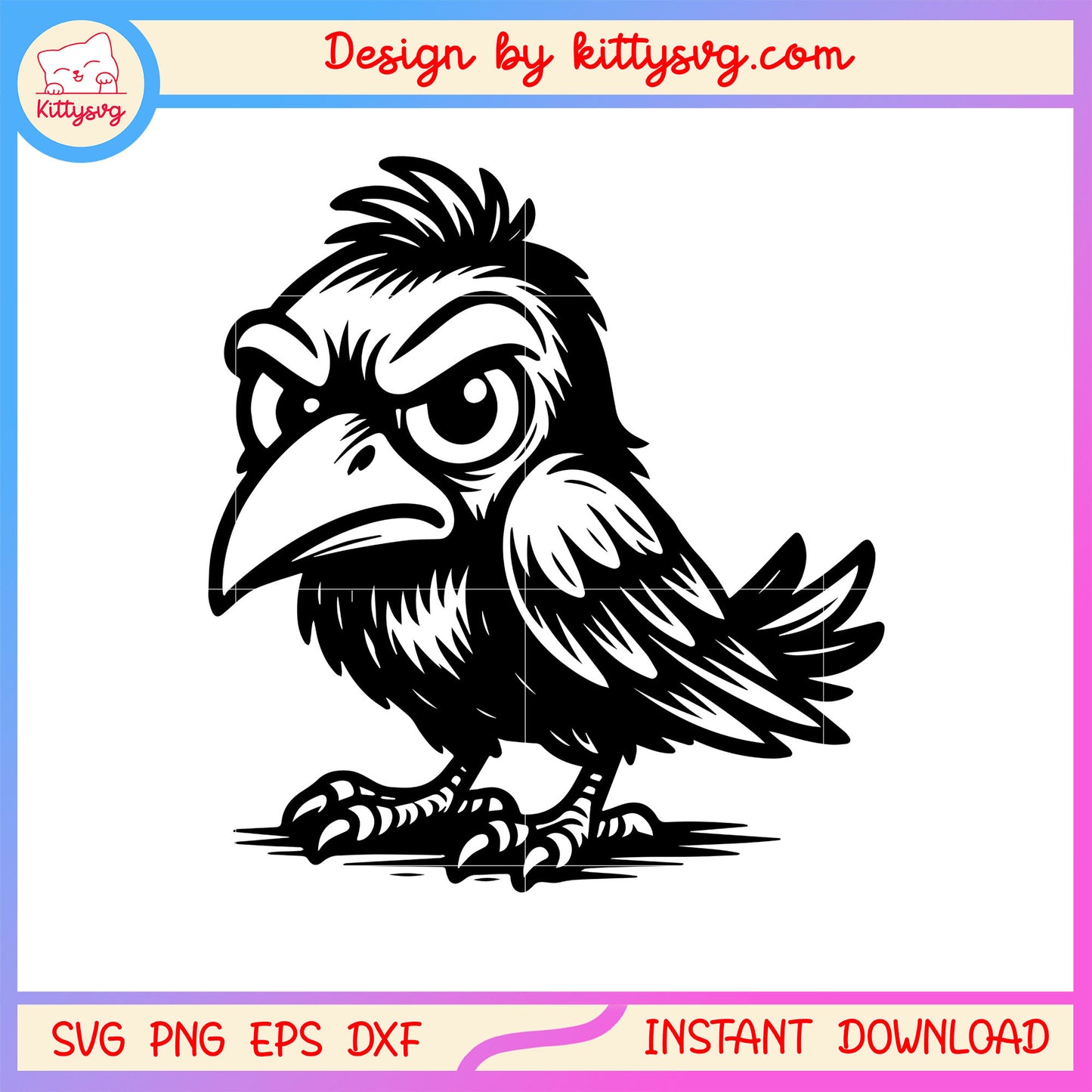 Cartoon crow angry design svg, the crow svg, drawing svg