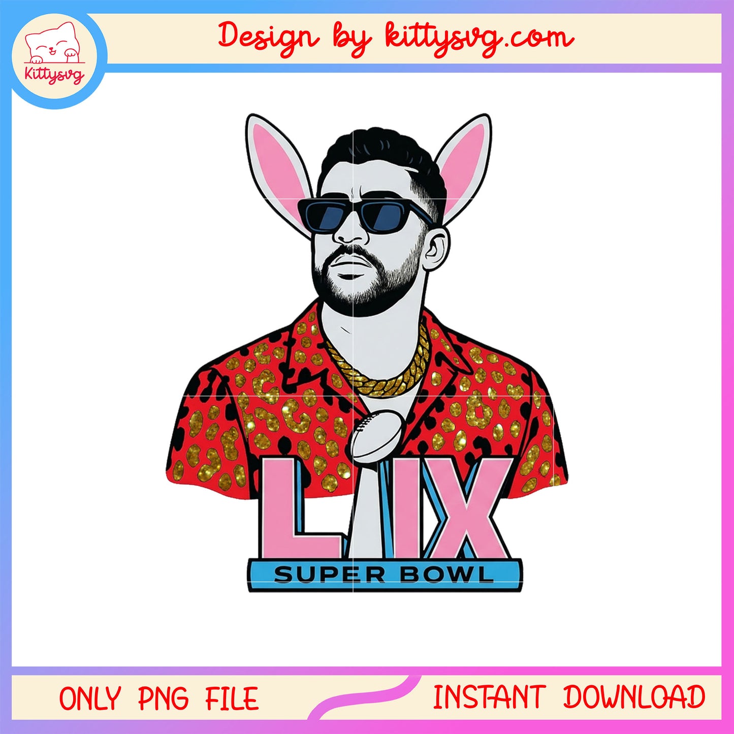Cartoon super bowl lix design png, bad bunny cartoon png