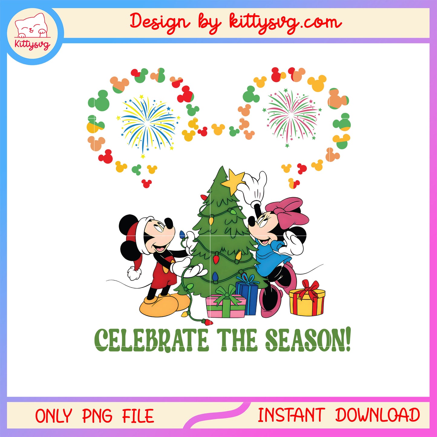Celebrate the season minnie mickey disney ear png, christmas tree png