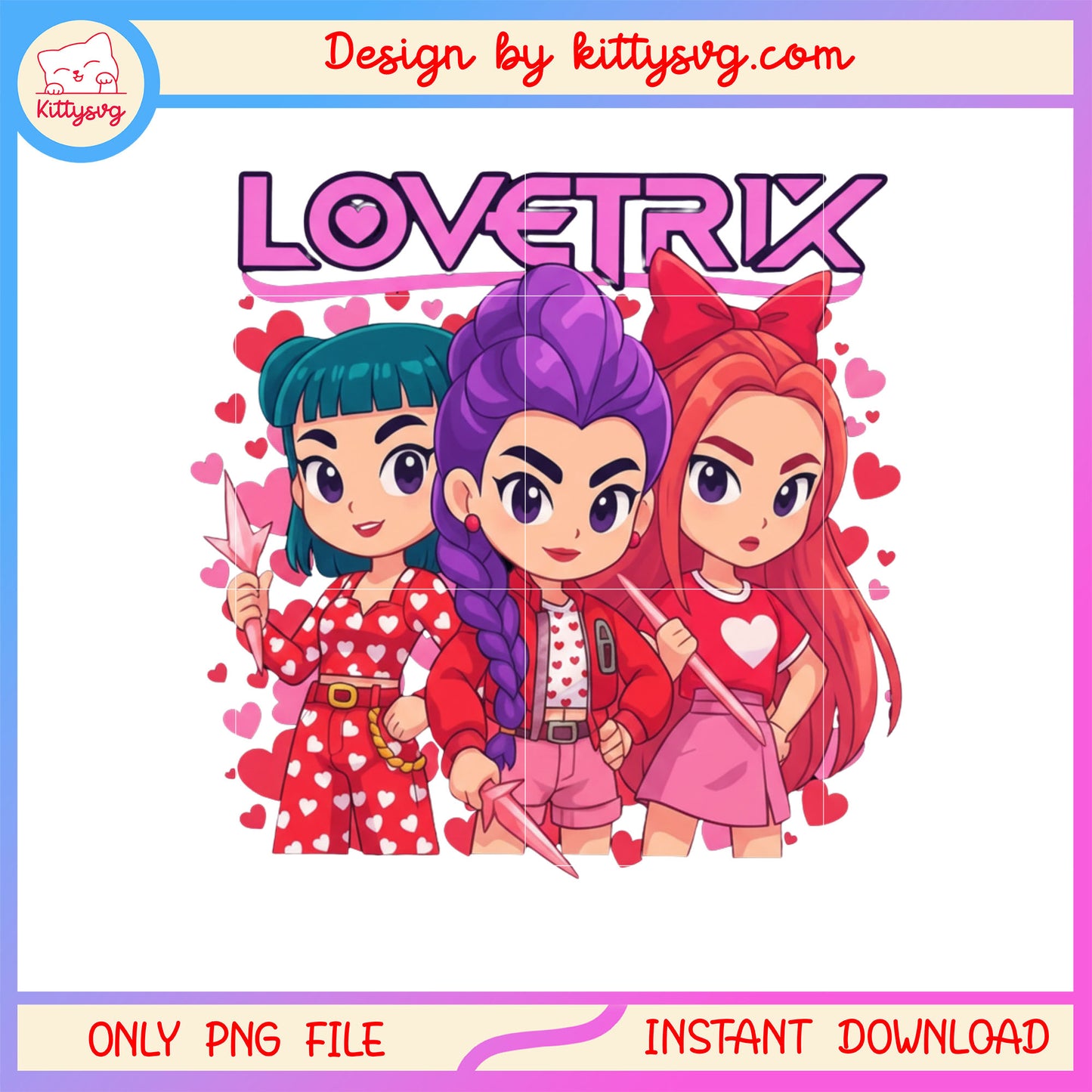 Character chibi love trix valentine png, kpop demon hunters png