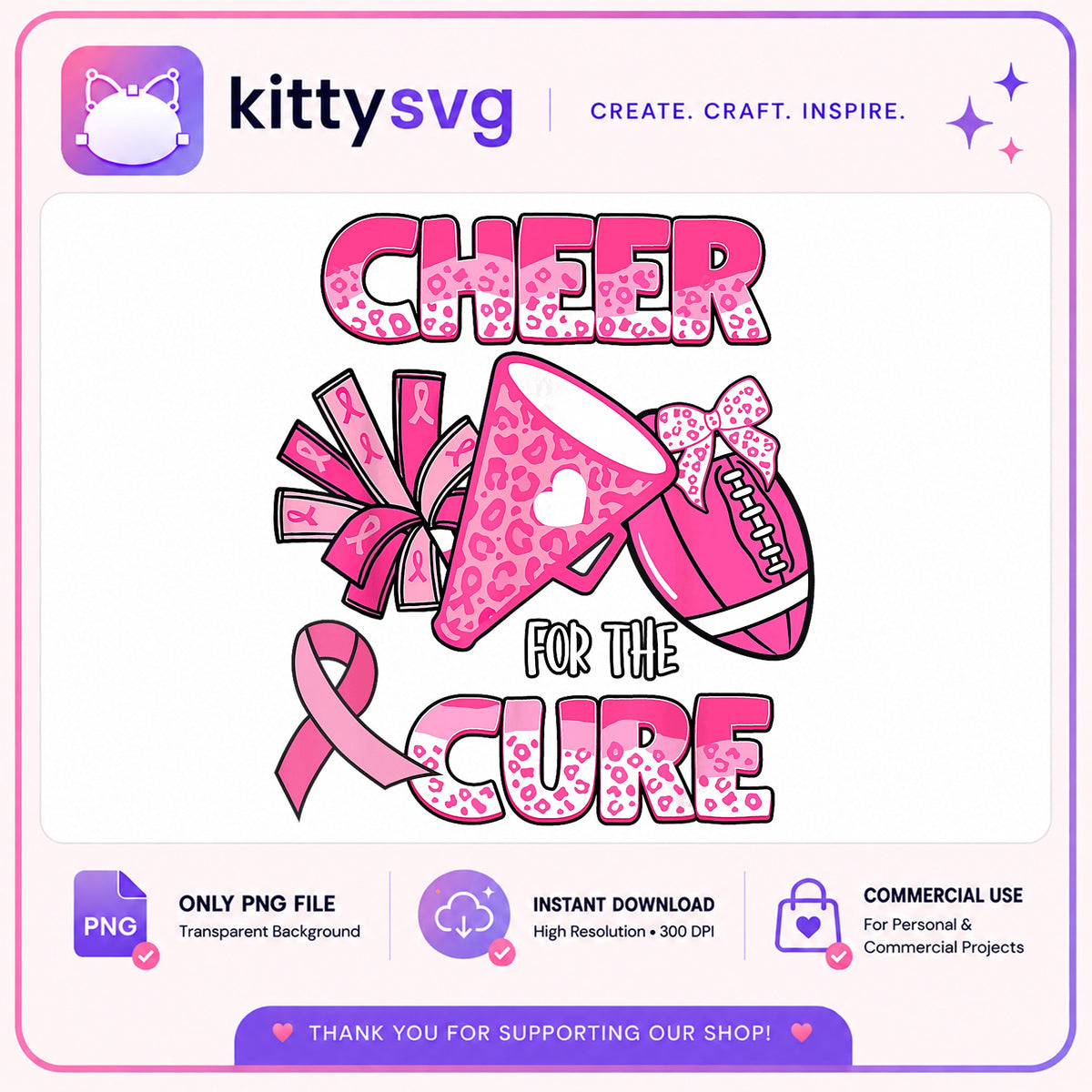 Cheer For The Cure PNG, Breast Cancer Awareness PNG, Cheerleader PNG