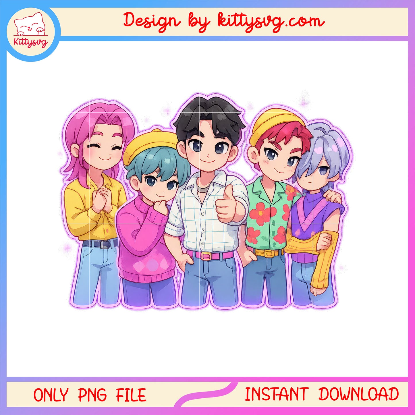 Chibi saja boys kpop demon band design png, saja boys band png