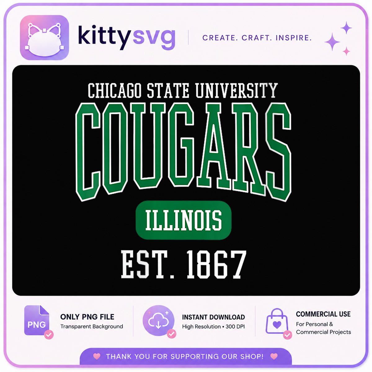 Chicago State University Cougars PNG, Illinois College PNG, CSU PNG