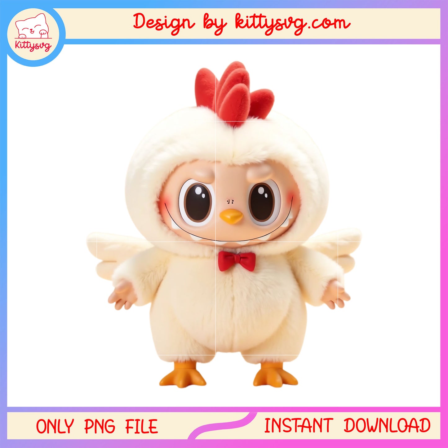 Chicken labubu doll chicken coquette design png, labubu monster png