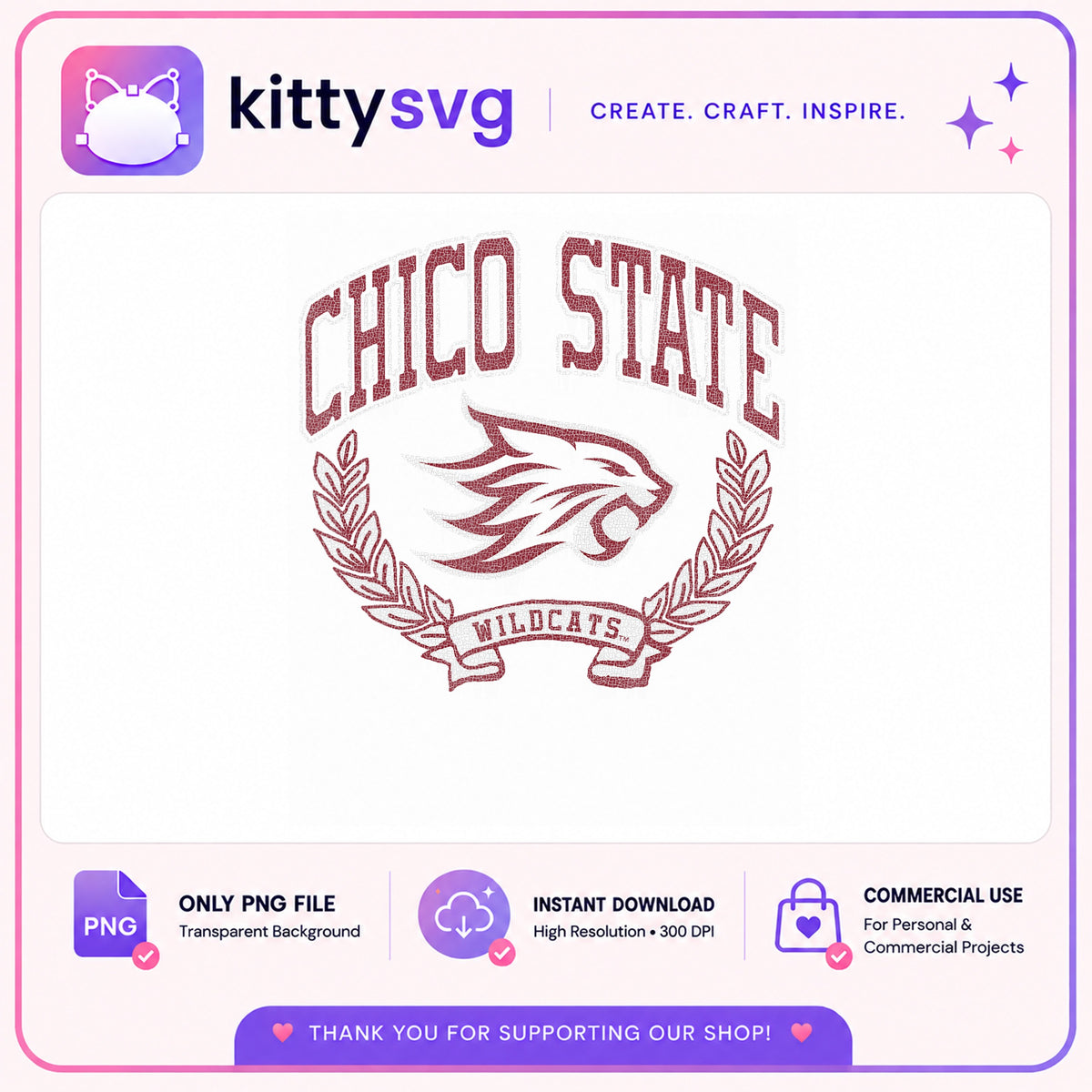 Chico State Wildcats PNG, College Mascot PNG, Wildcat Crest PNG