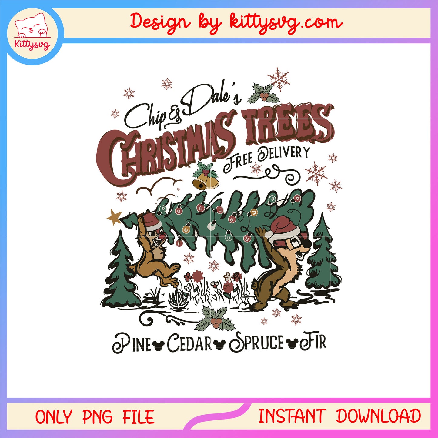 Chip dale disney christmas trees png, chip n dale christmas png