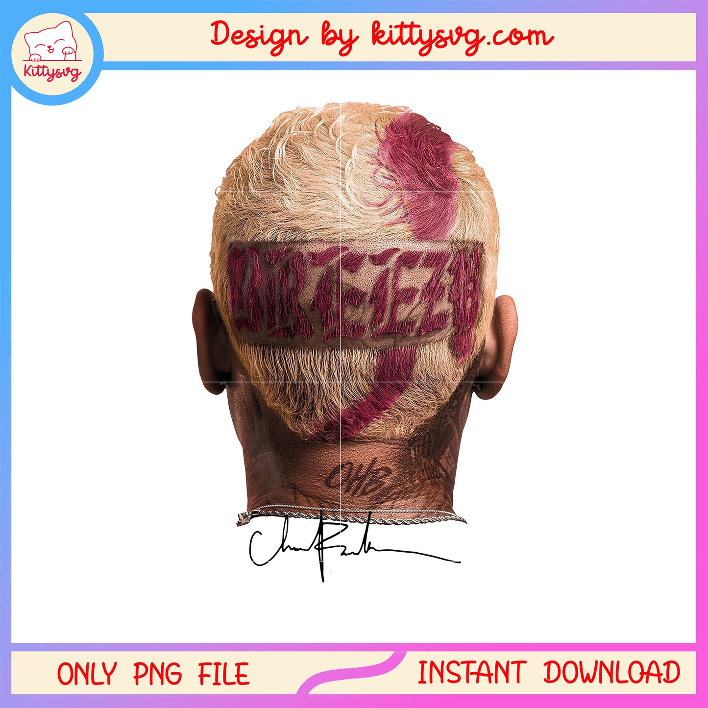 Chris brown head signature design png, chris brown png