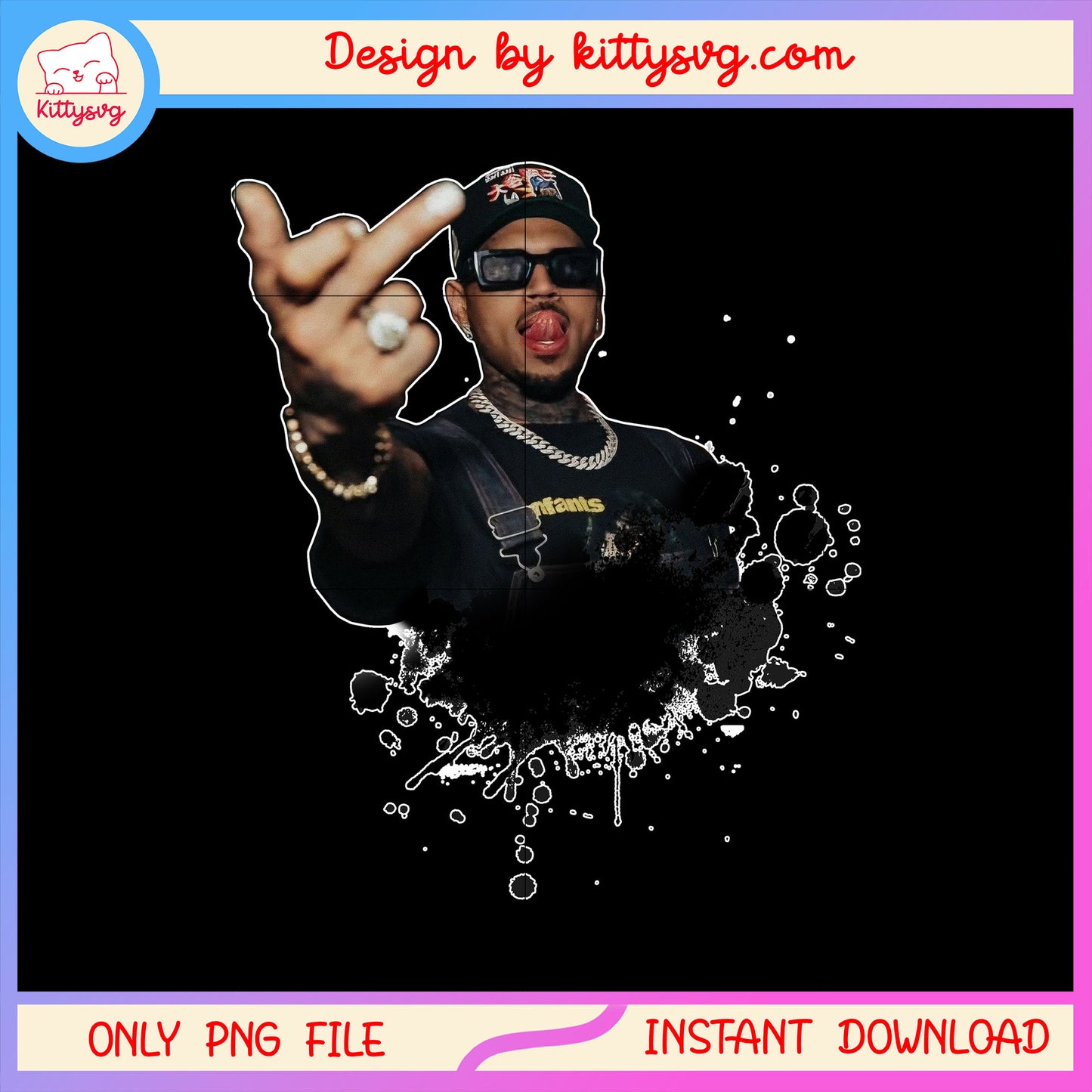 Chris brown middle finger ink drops png, chris brown merch png