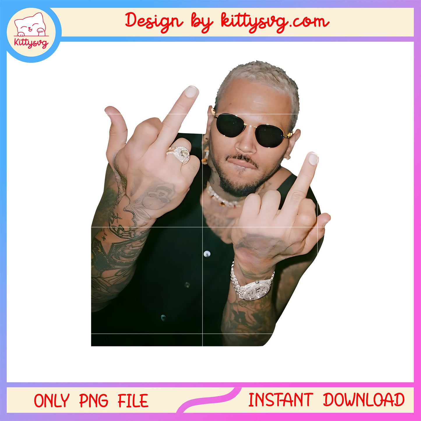 Chris brown middle fingers design png, chris brown tour png