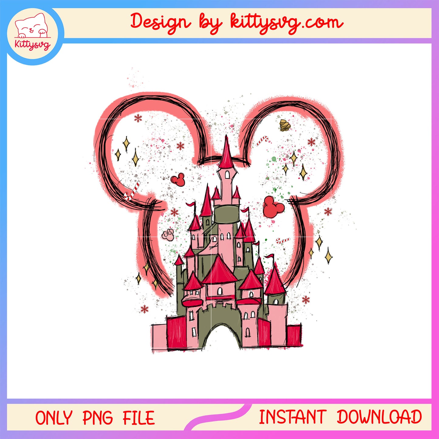 Christmas castle mickey disney ear png, christmas clip art png