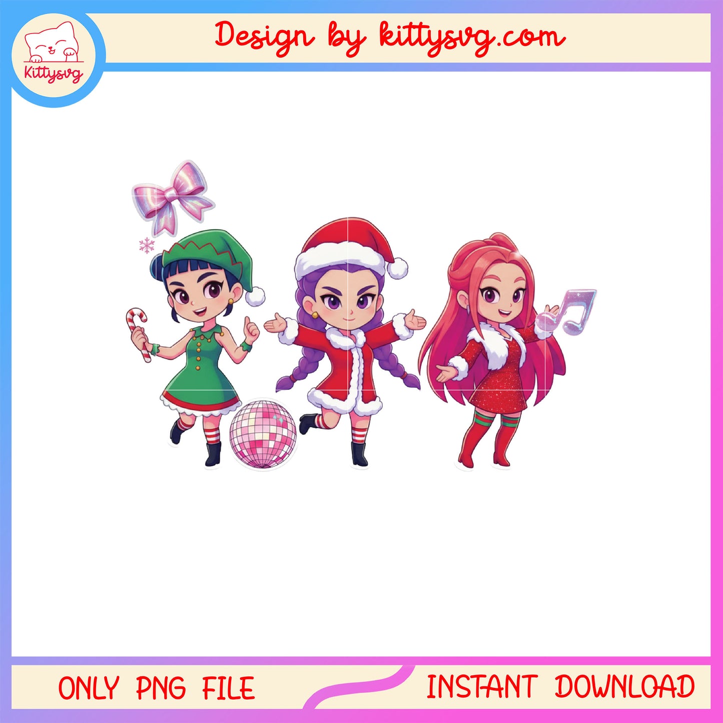 Christmas coquette disco huntrix kpop png, this christmas png