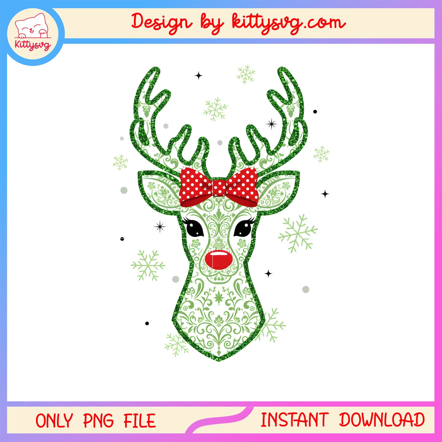 Christmas coquette reindeer swirling design png, that christmas png
