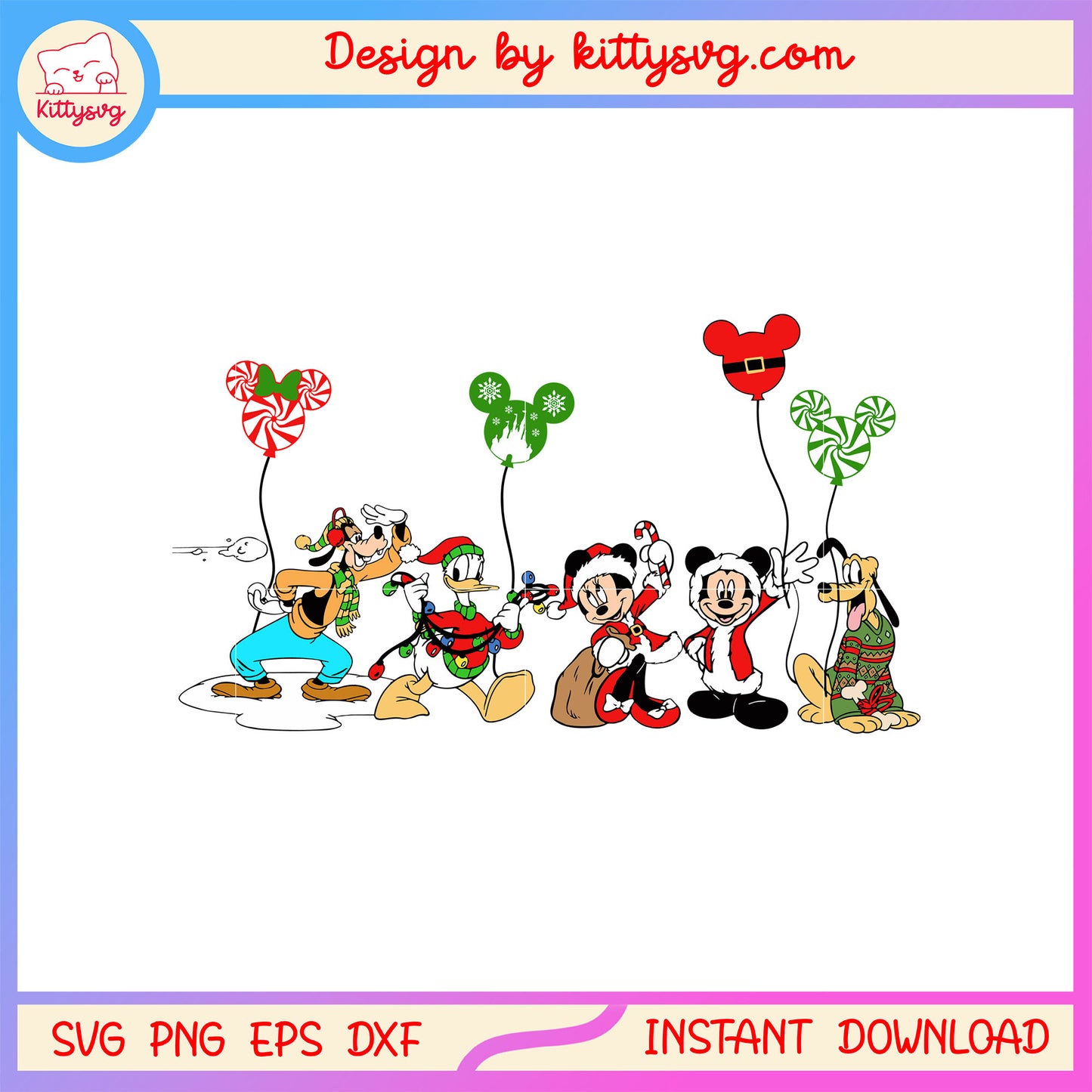 Christmas disney mickey with friend balloon svg, disney movie svg
